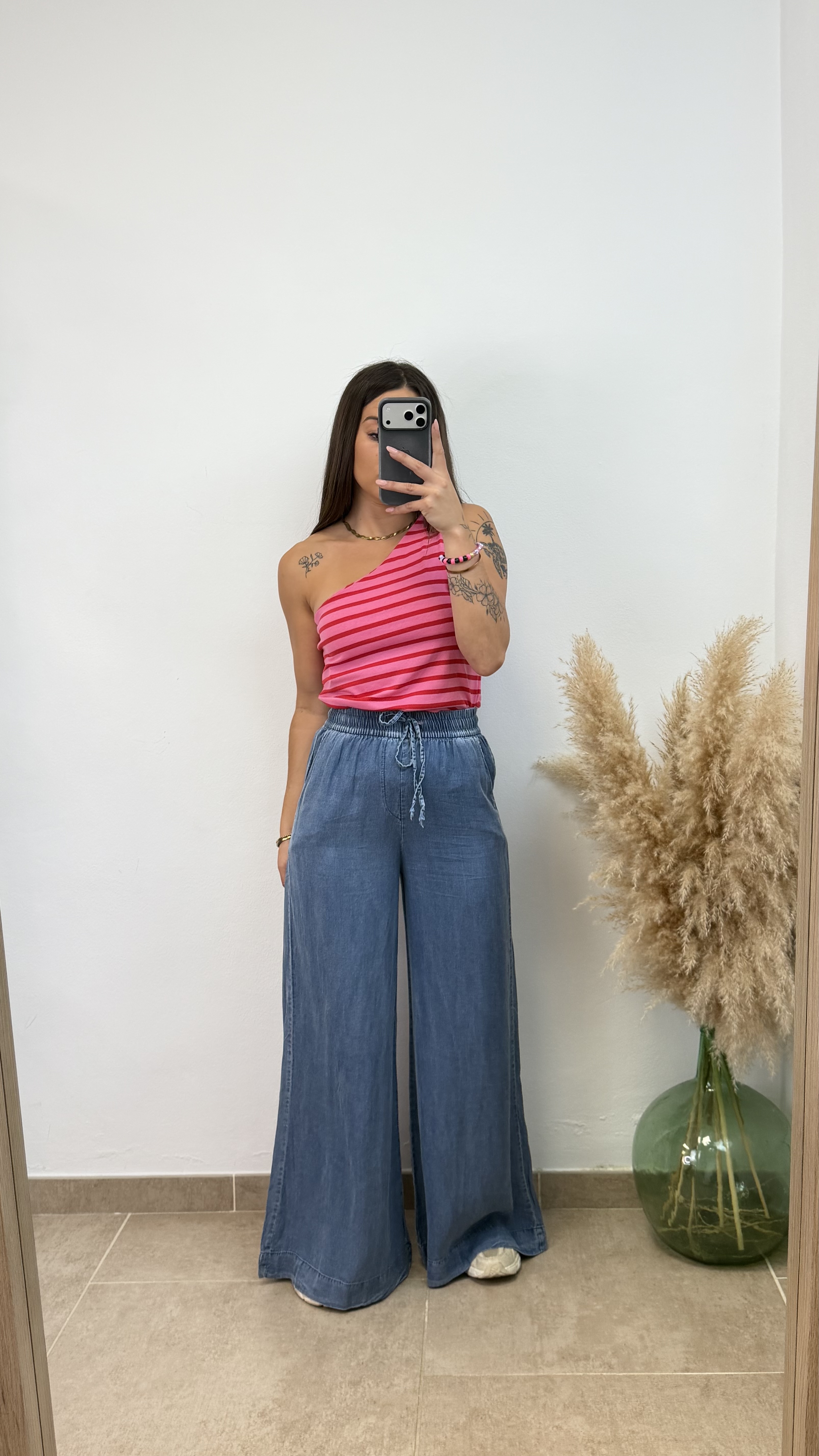 Pantalón palazo fluido Denim - Imagen 3