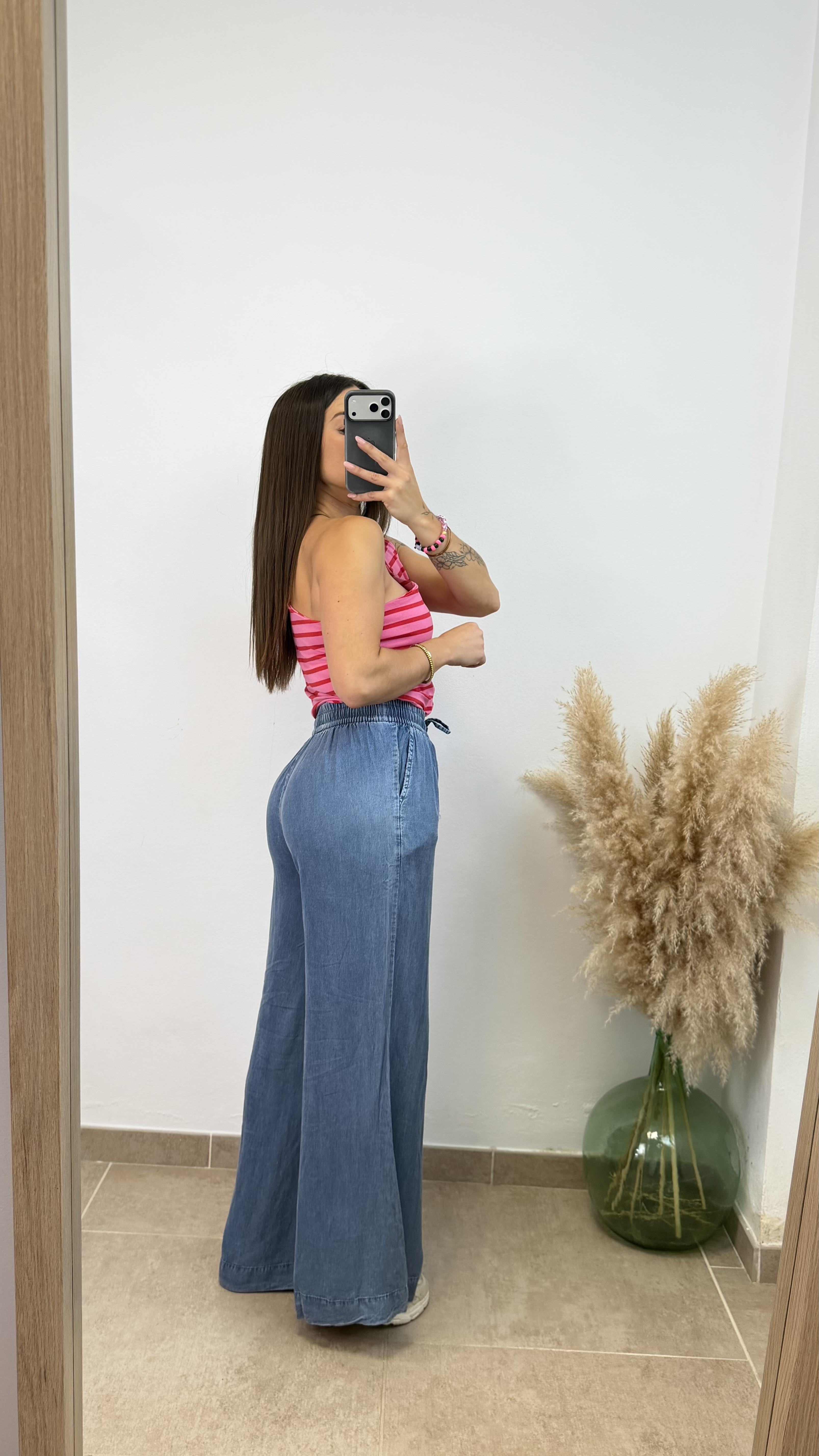Pantalón palazo fluido Denim - Imagen 2