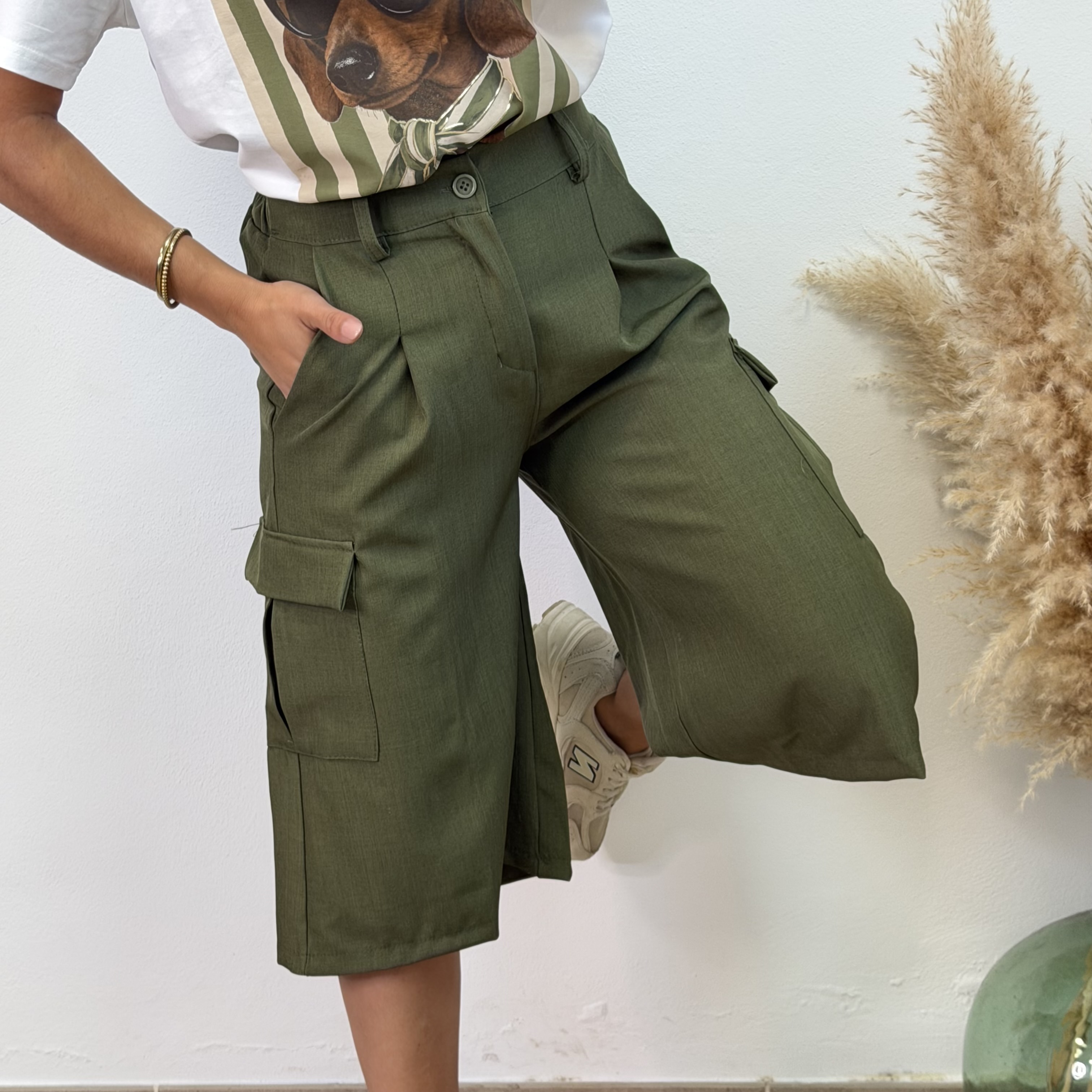 Pantalón bermuda cargo - Verde militar