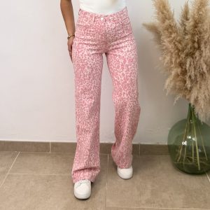 Pantalón vaquero leopardo rosa