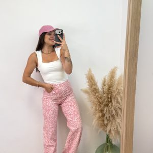 Alternative view of Pantalón vaquero leopardo rosa