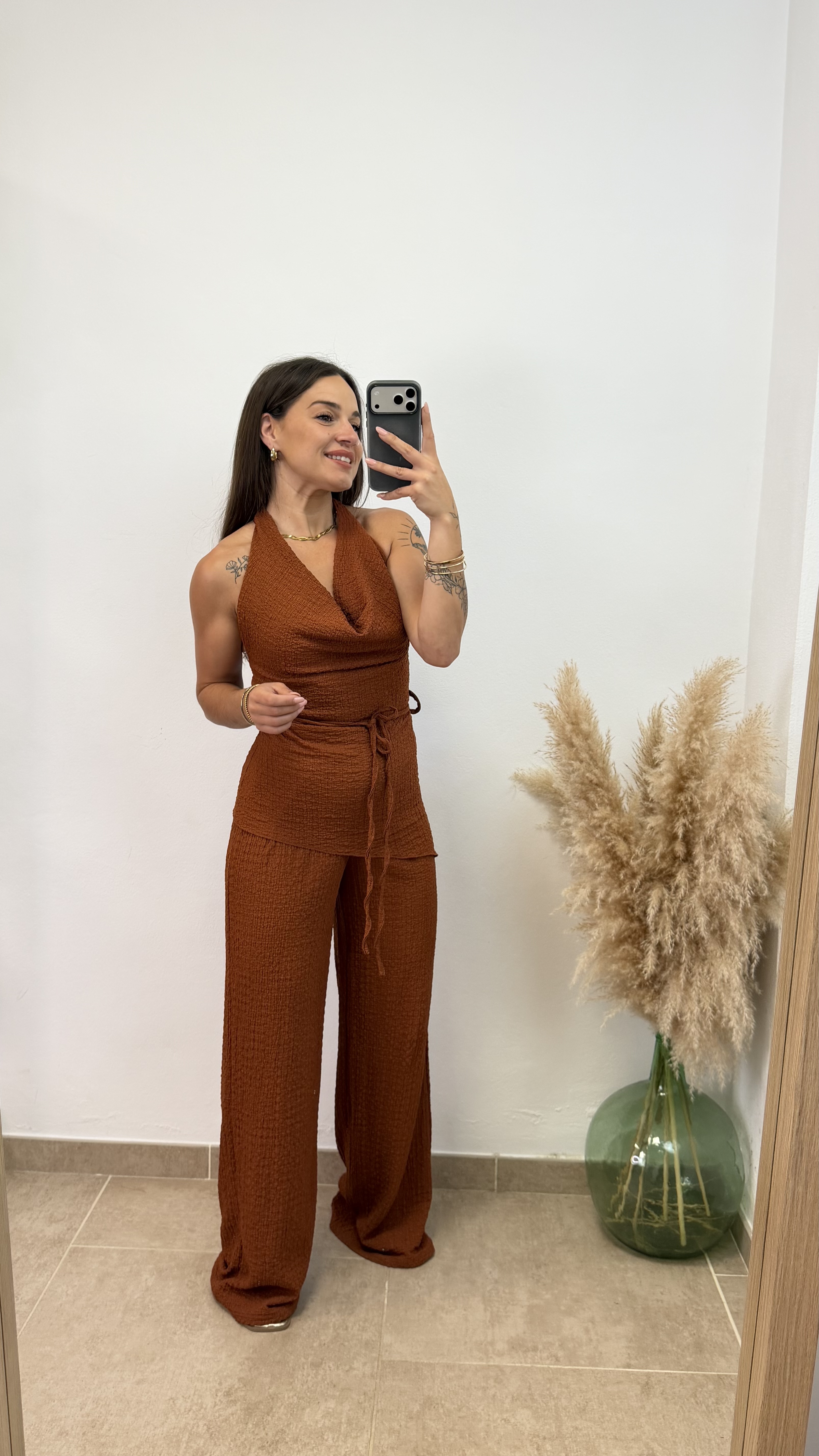 Conjunto dos piezas cuello caído - Teja
