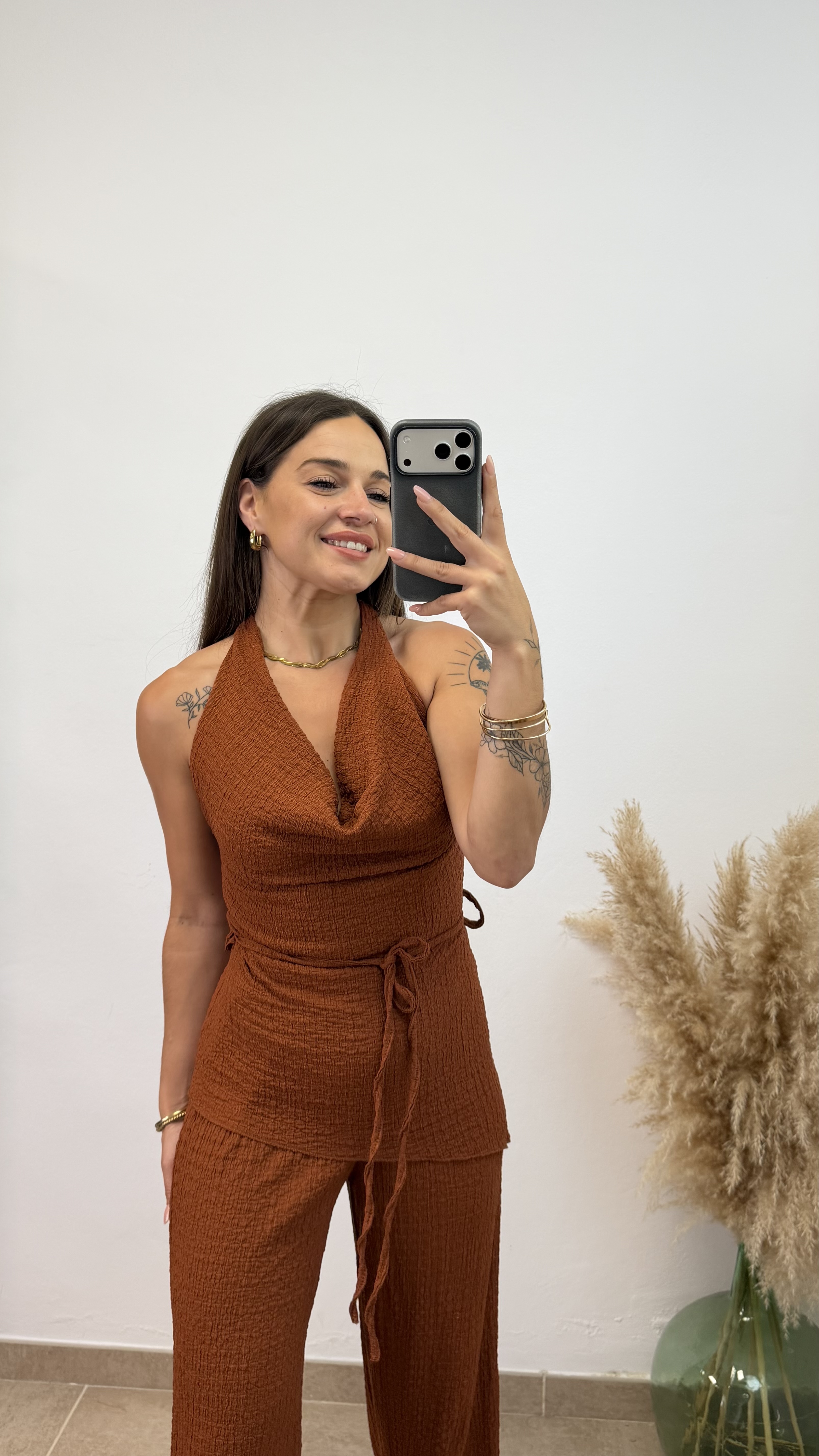 Conjunto dos piezas cuello caído - Teja - Imagen 3