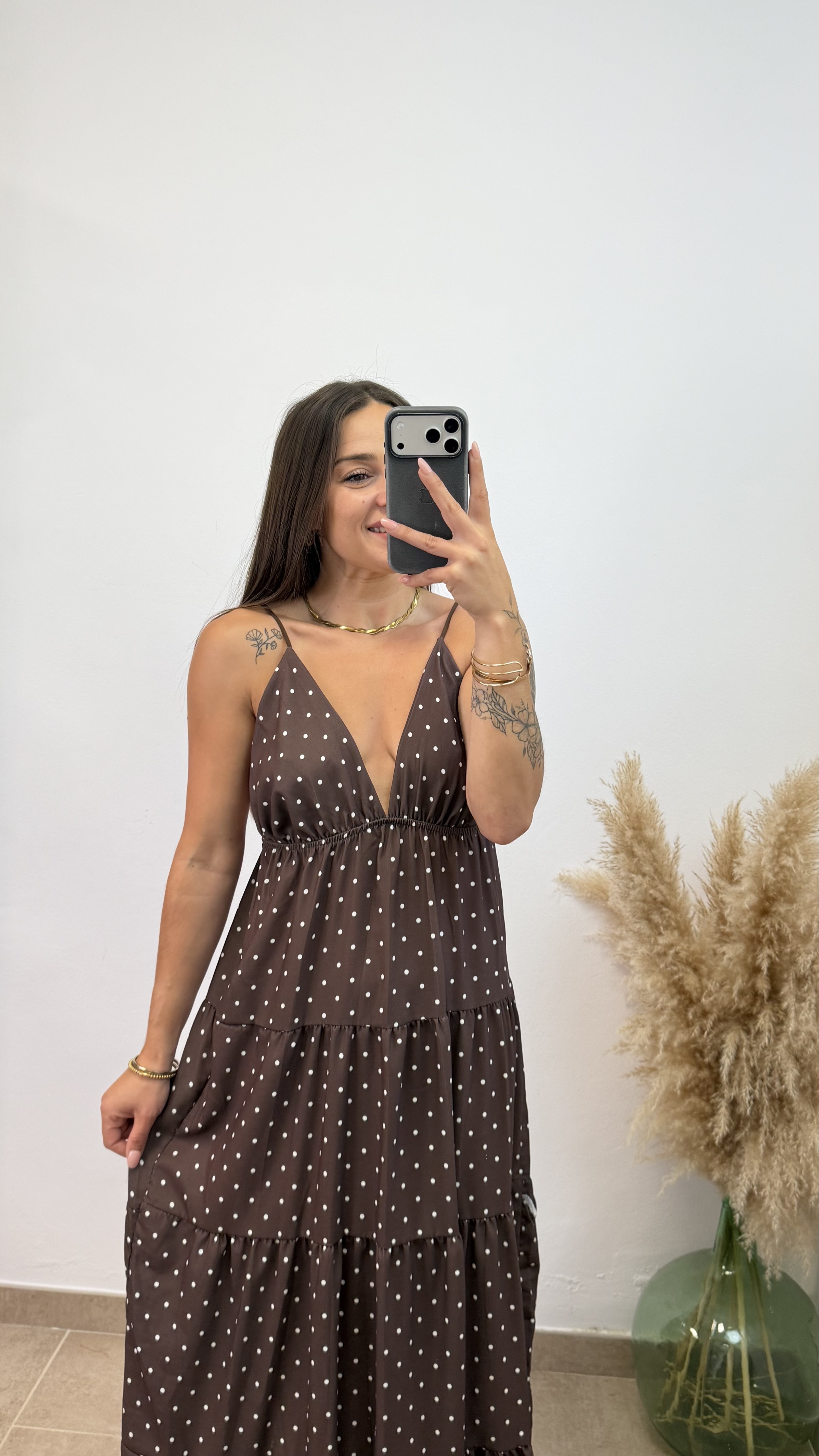 Vestido esmeralda lunares- Chocolate - Imagen 2