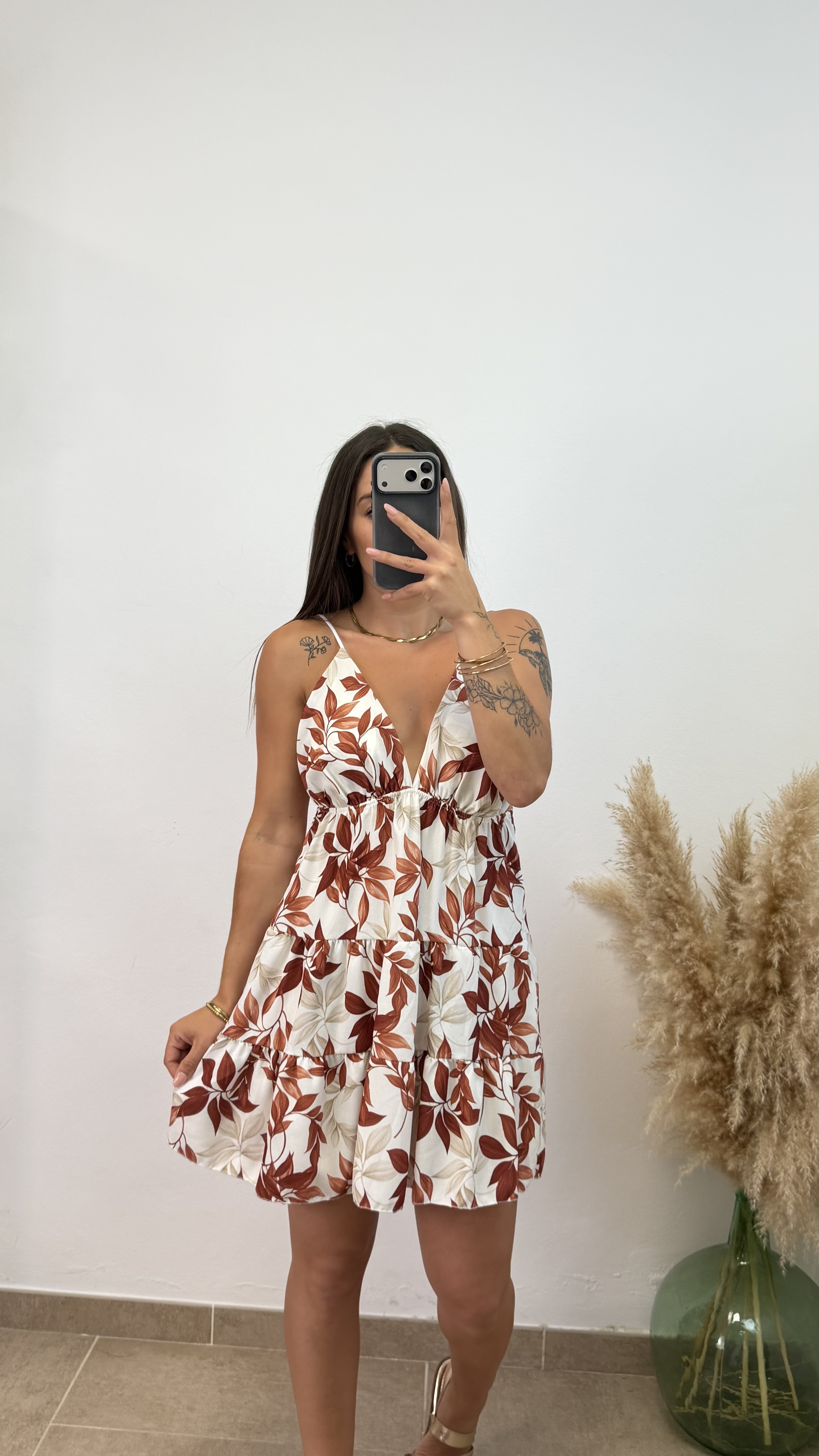 Vestido Betty corto palmera - Teja - Imagen 3