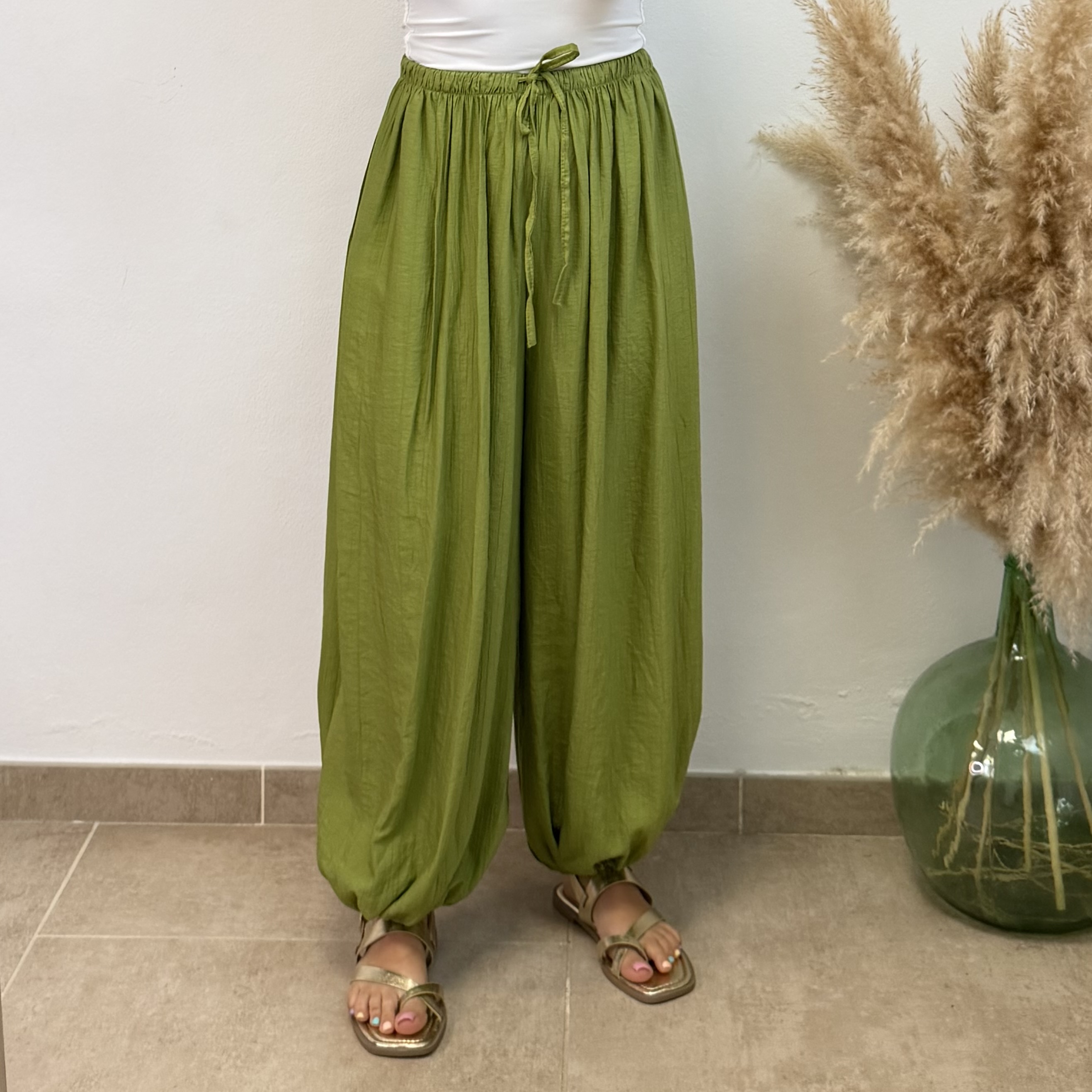 Pantalón globo puño liso - Verde manzana