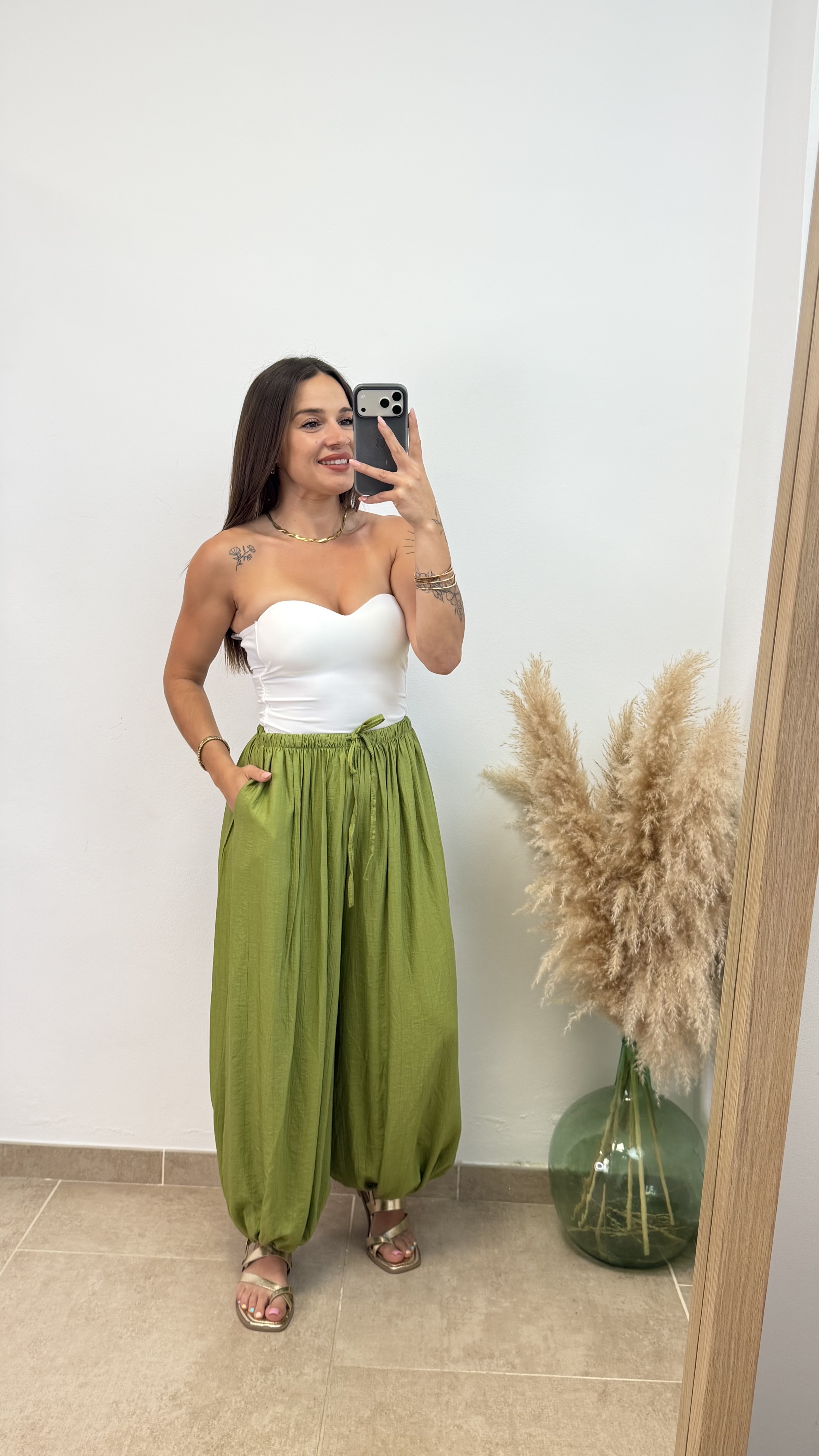 Pantalón globo puño liso - Verde manzana - Imagen 3