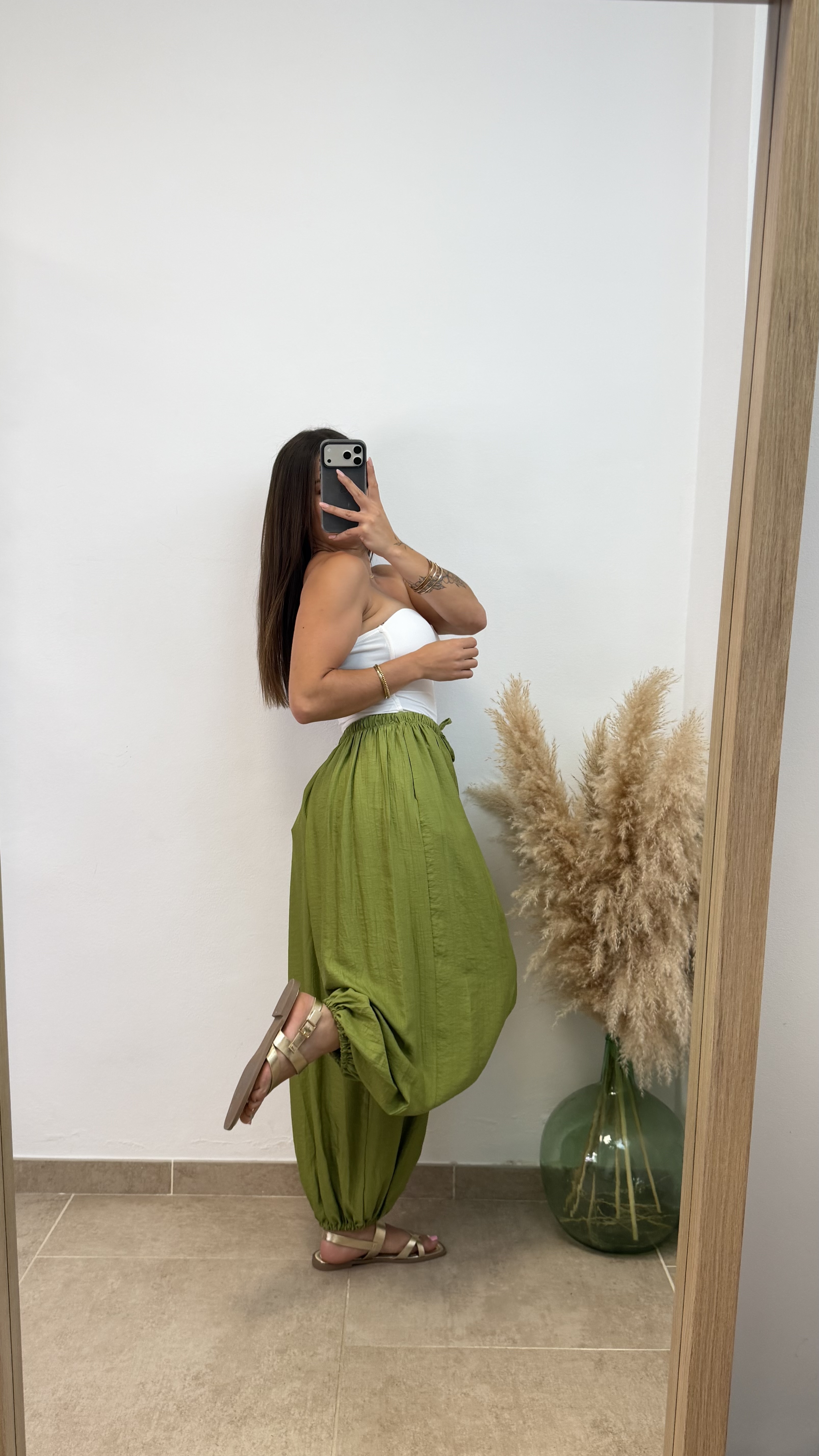 Pantalón globo puño liso - Verde manzana - Imagen 2
