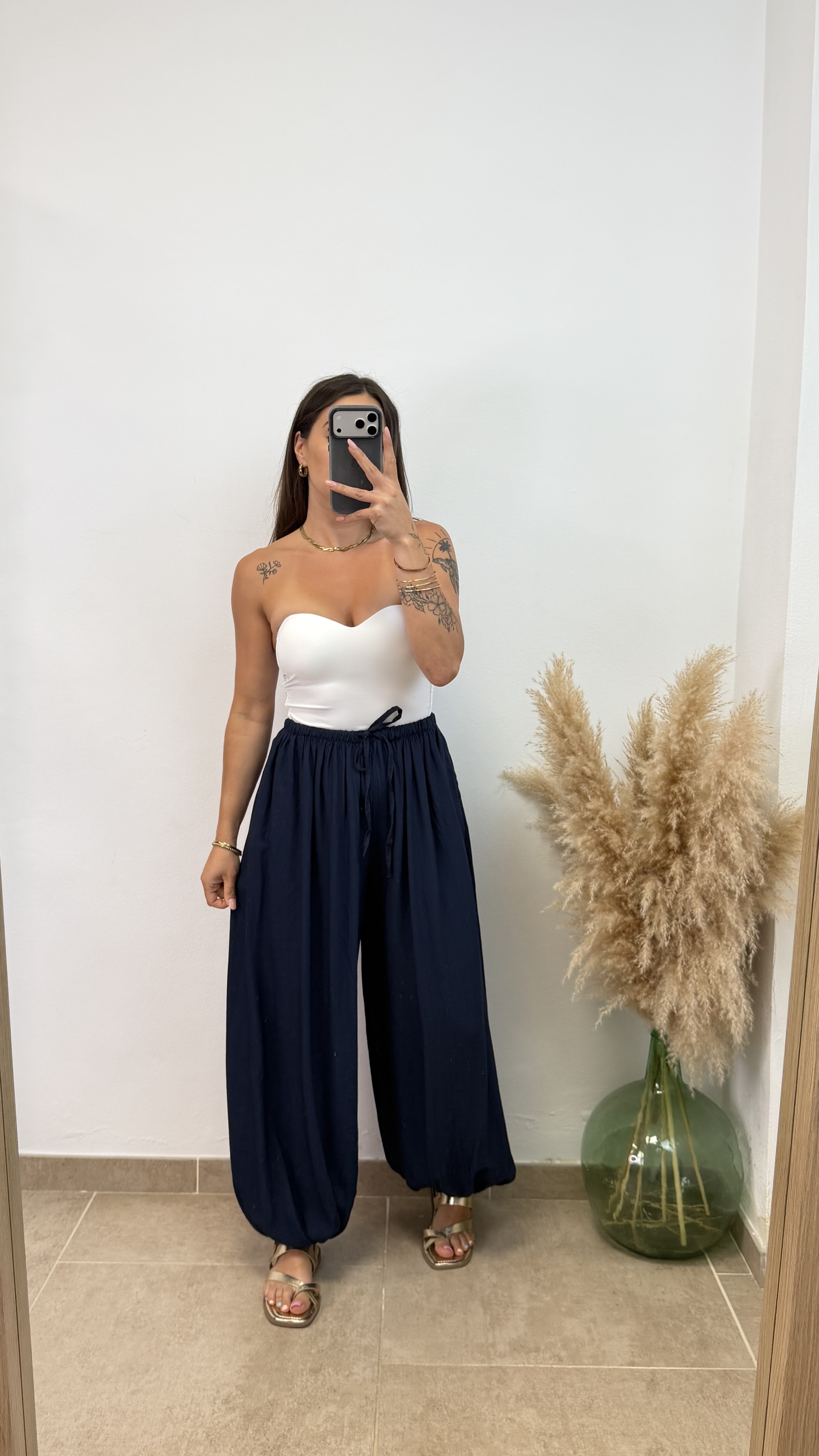 Pantalón globo puño liso - Azul marino - Imagen 3