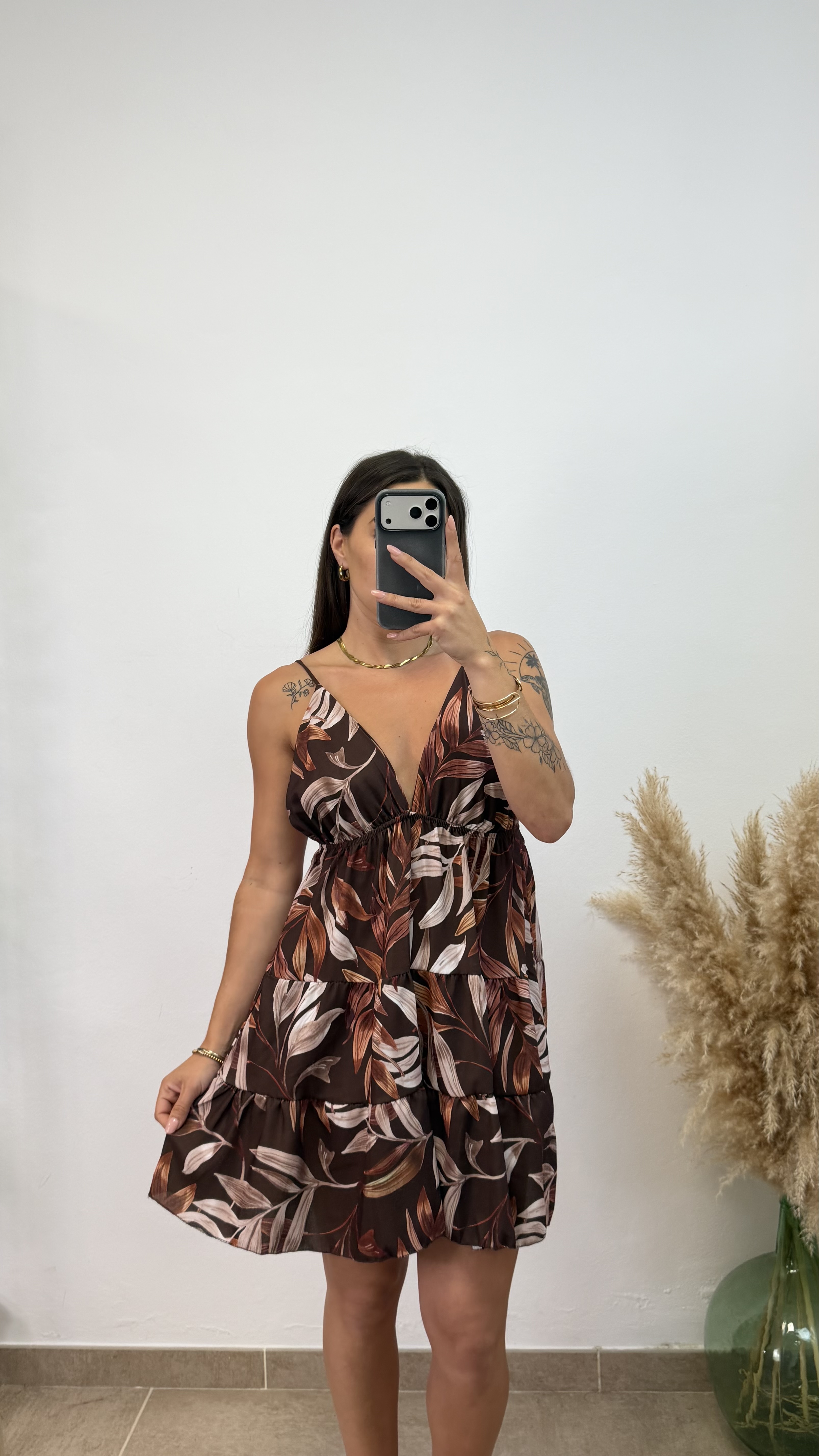 Vestido Betty corto palmera - Chocolate - Imagen 2