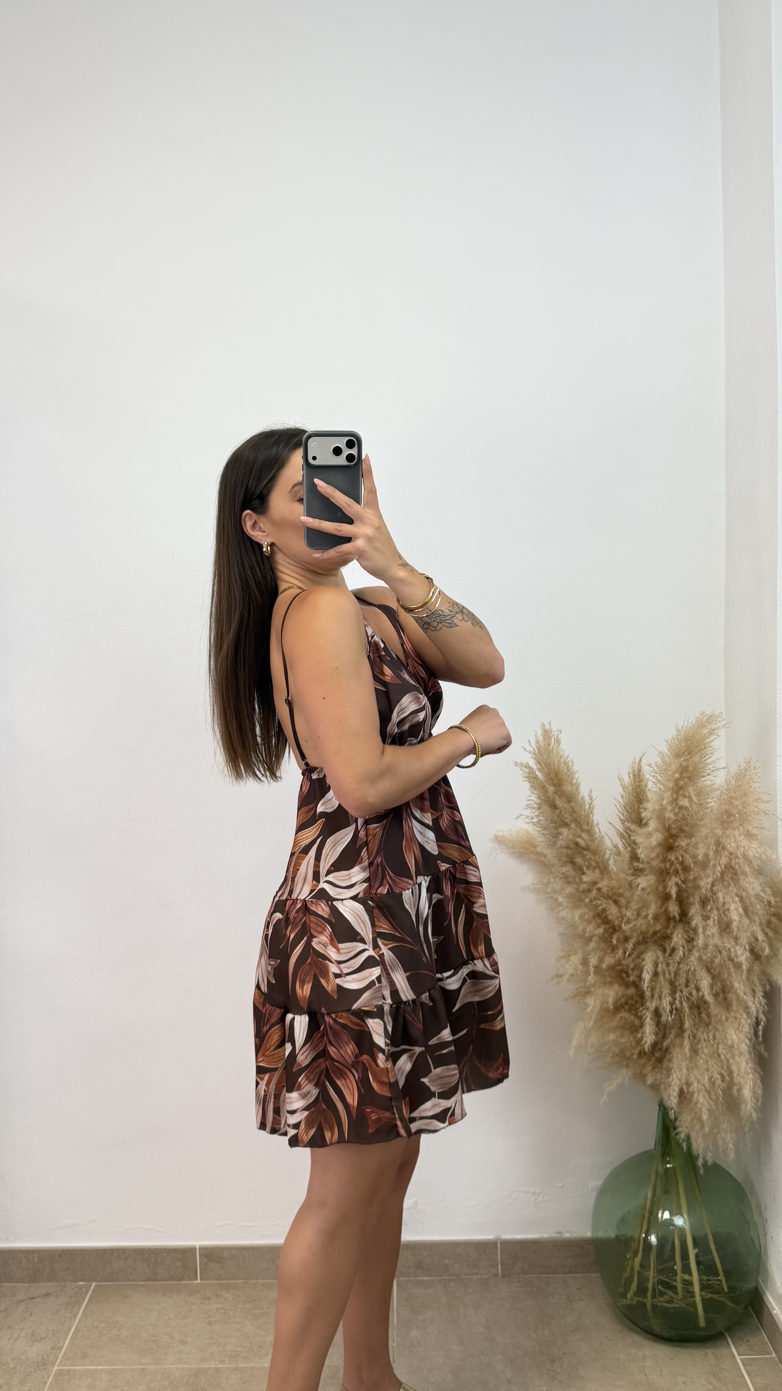 Vestido Betty corto palmera - Chocolate - Imagen 3