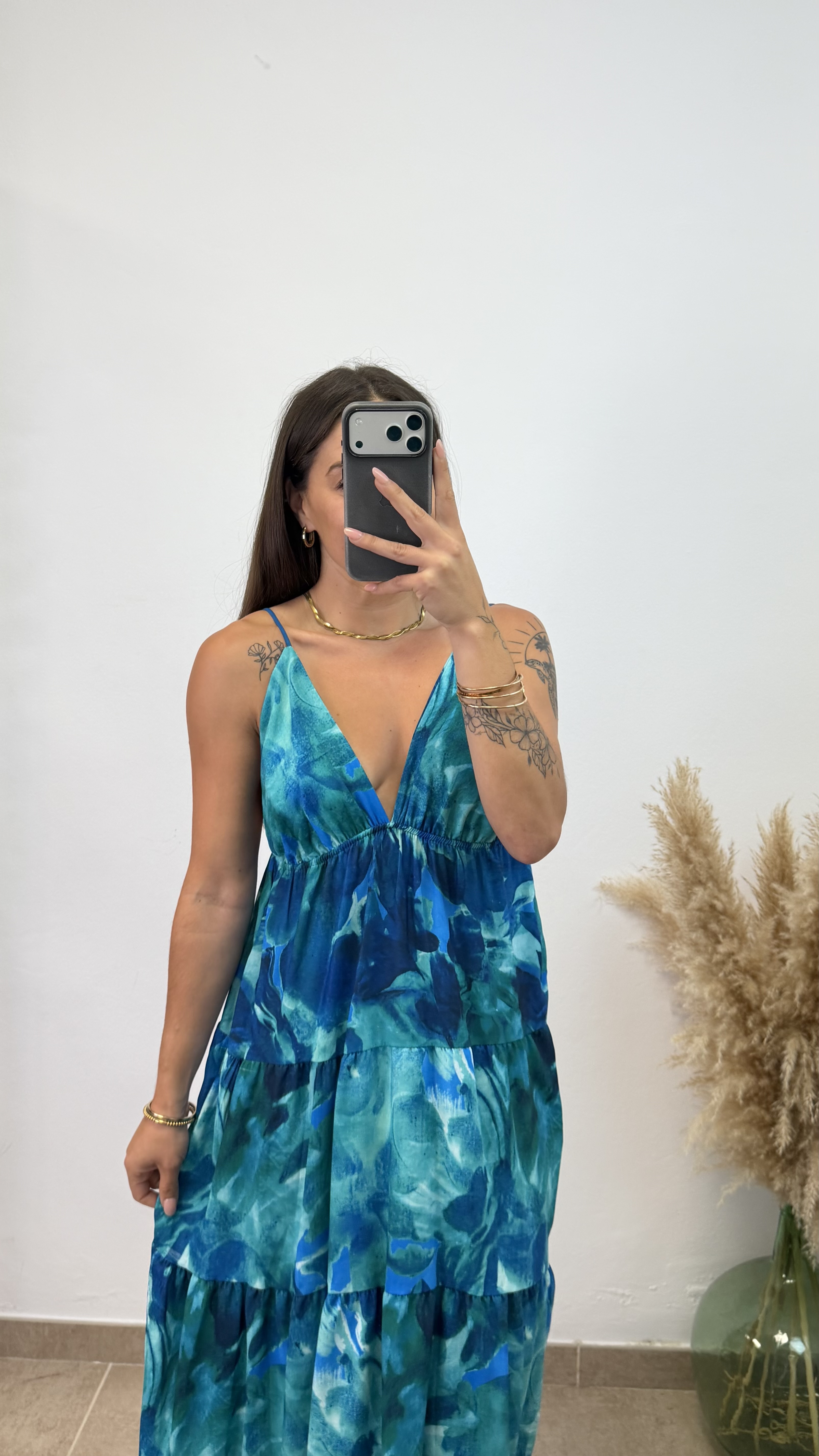 Vestido betty estampado- Azul petróleo - Imagen 3