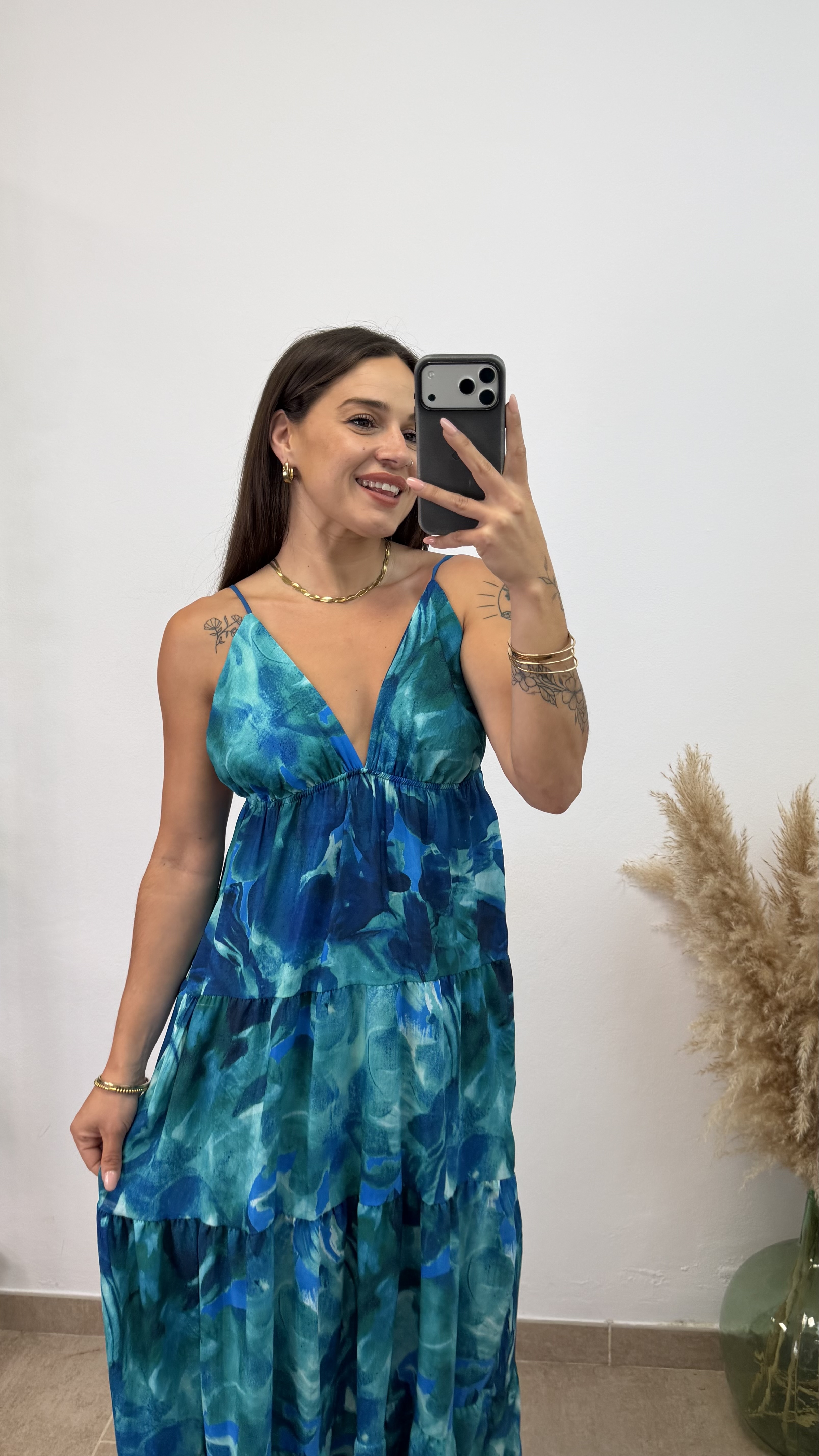 Vestido betty estampado- Azul petróleo - Imagen 4