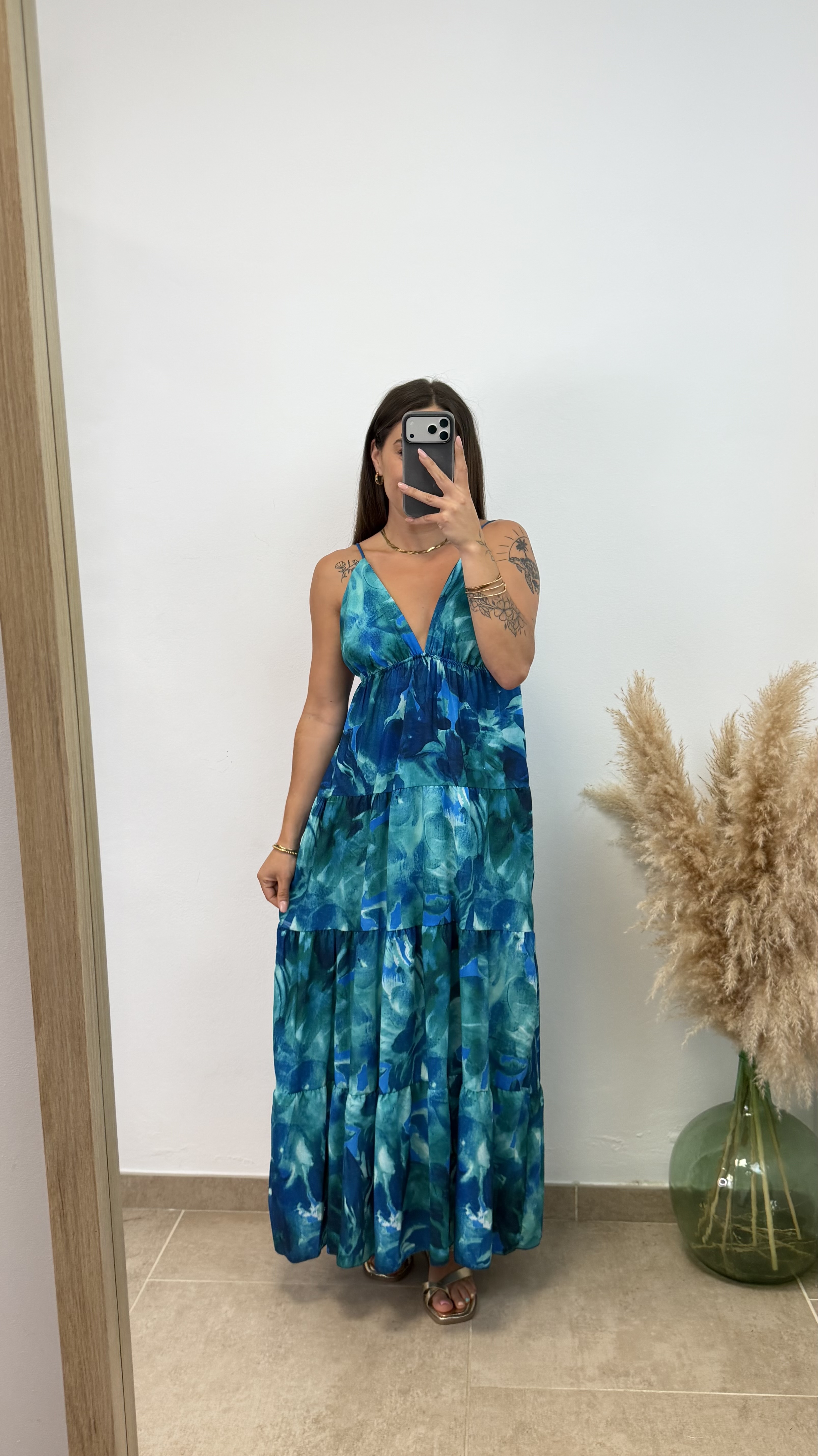 Vestido betty estampado- Azul petróleo