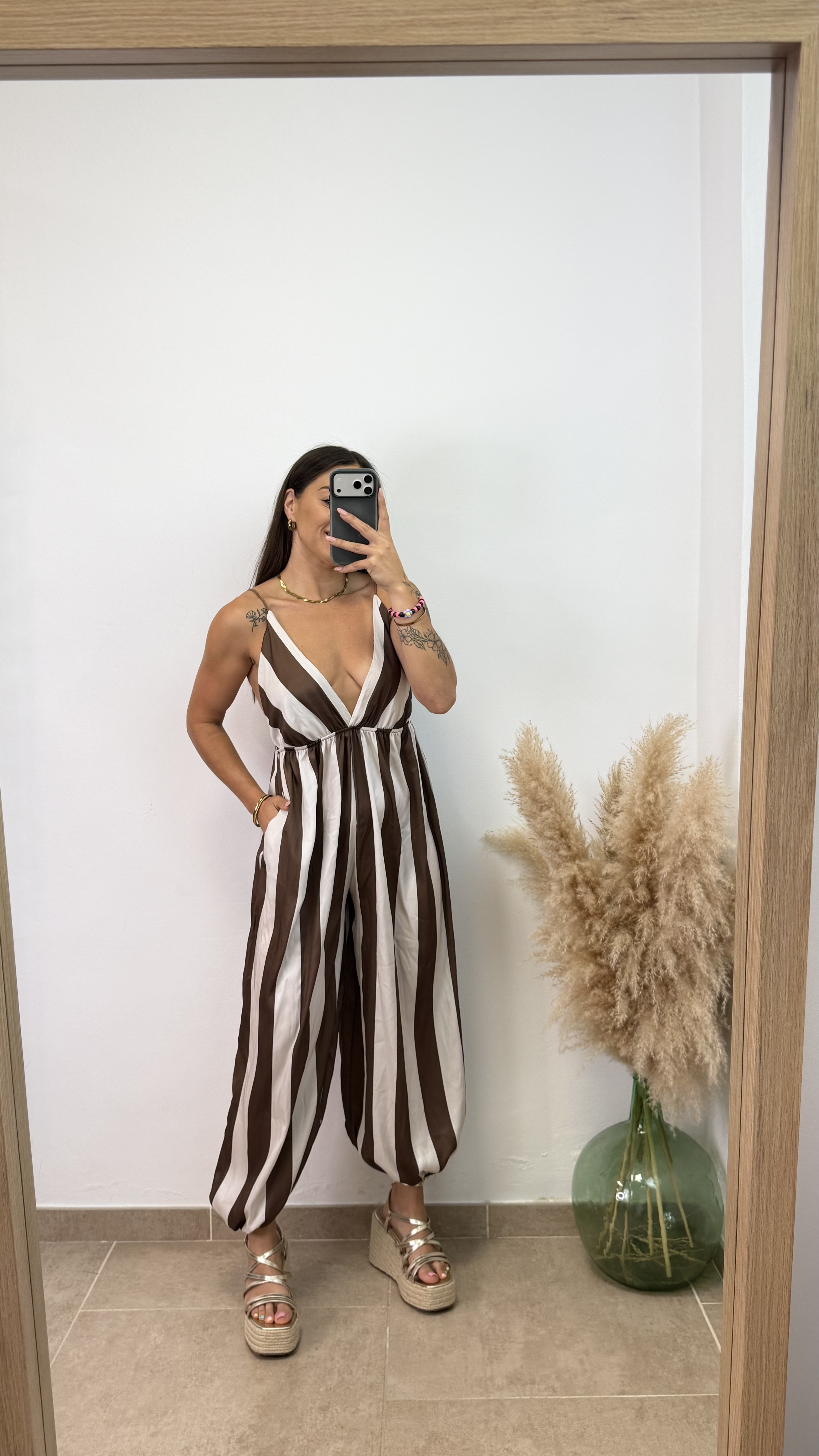 Mono rayas - Beige y chocolate