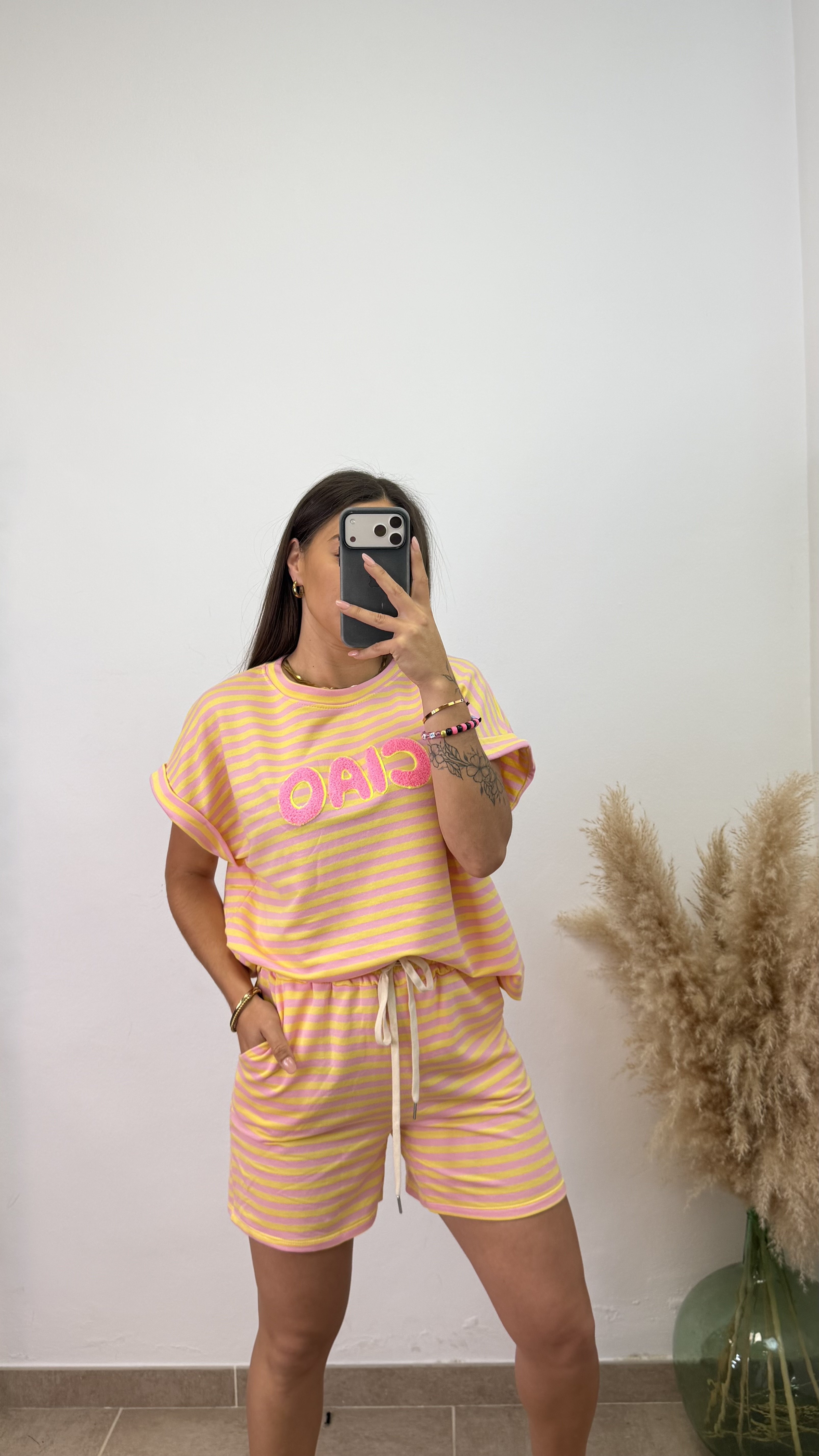 Conjunto rayas ciao - Amarillo y rosa - Imagen 4