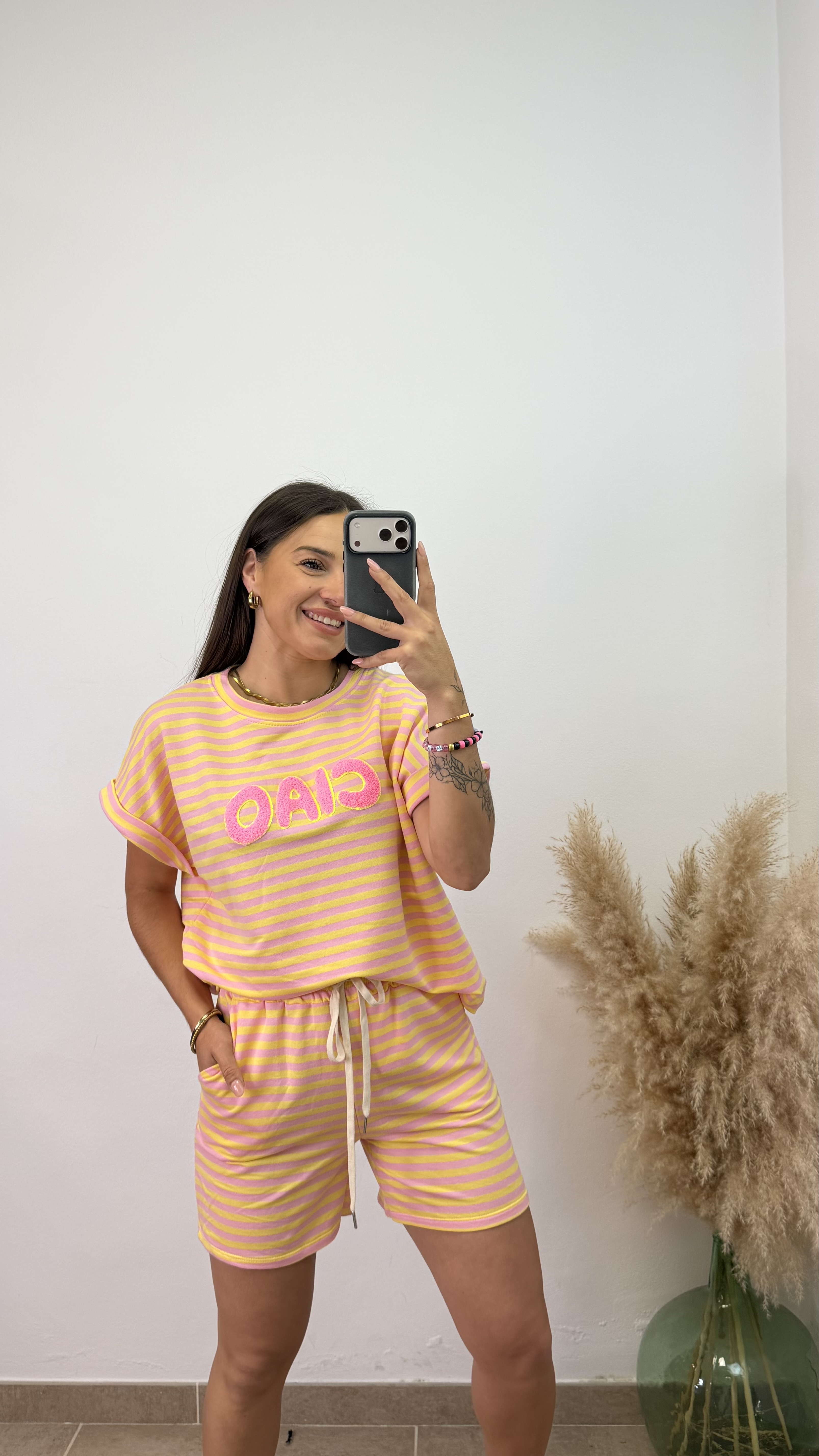 Conjunto rayas ciao - Amarillo y rosa - Imagen 3