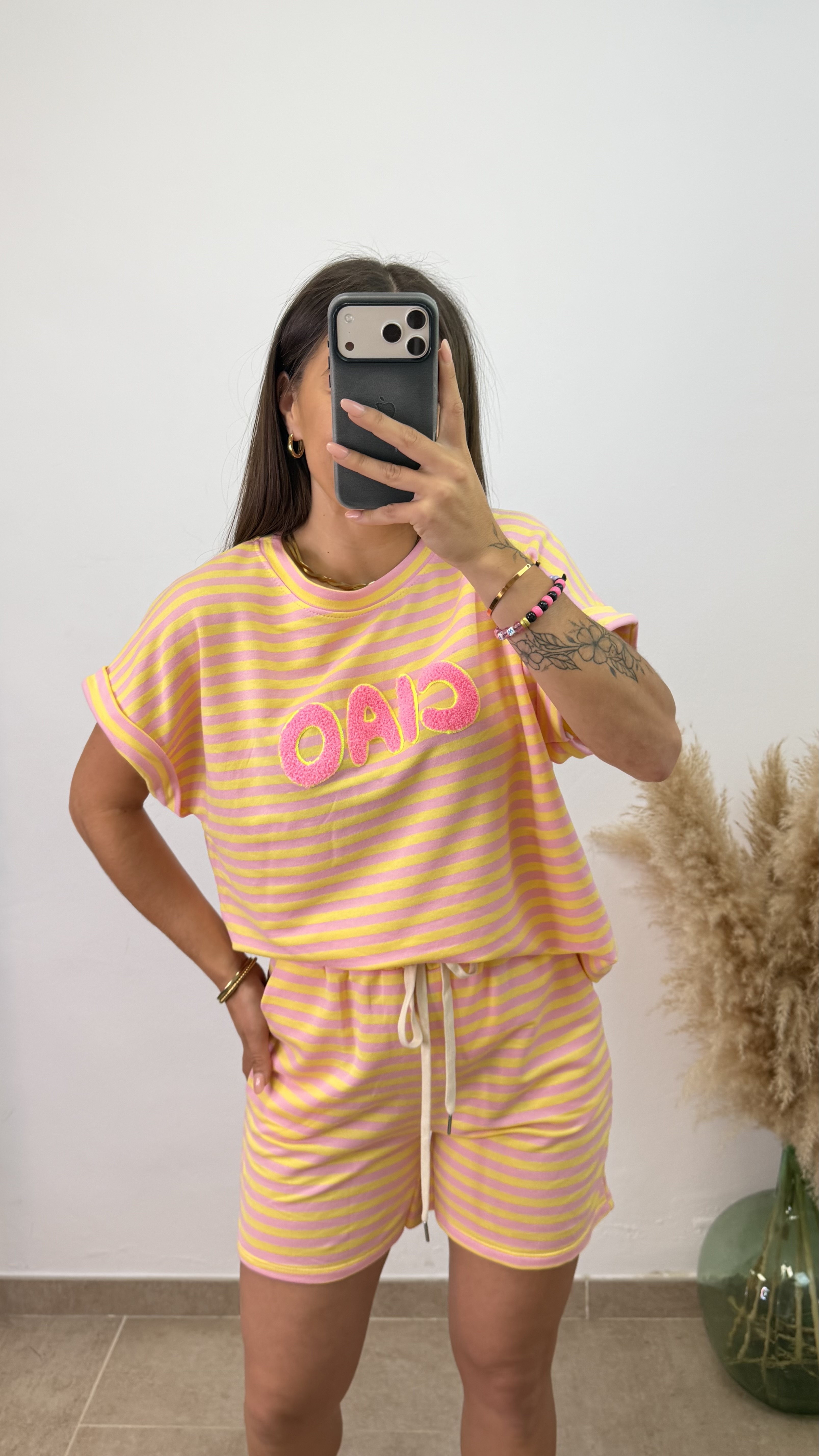 Conjunto rayas ciao - Amarillo y rosa - Imagen 2