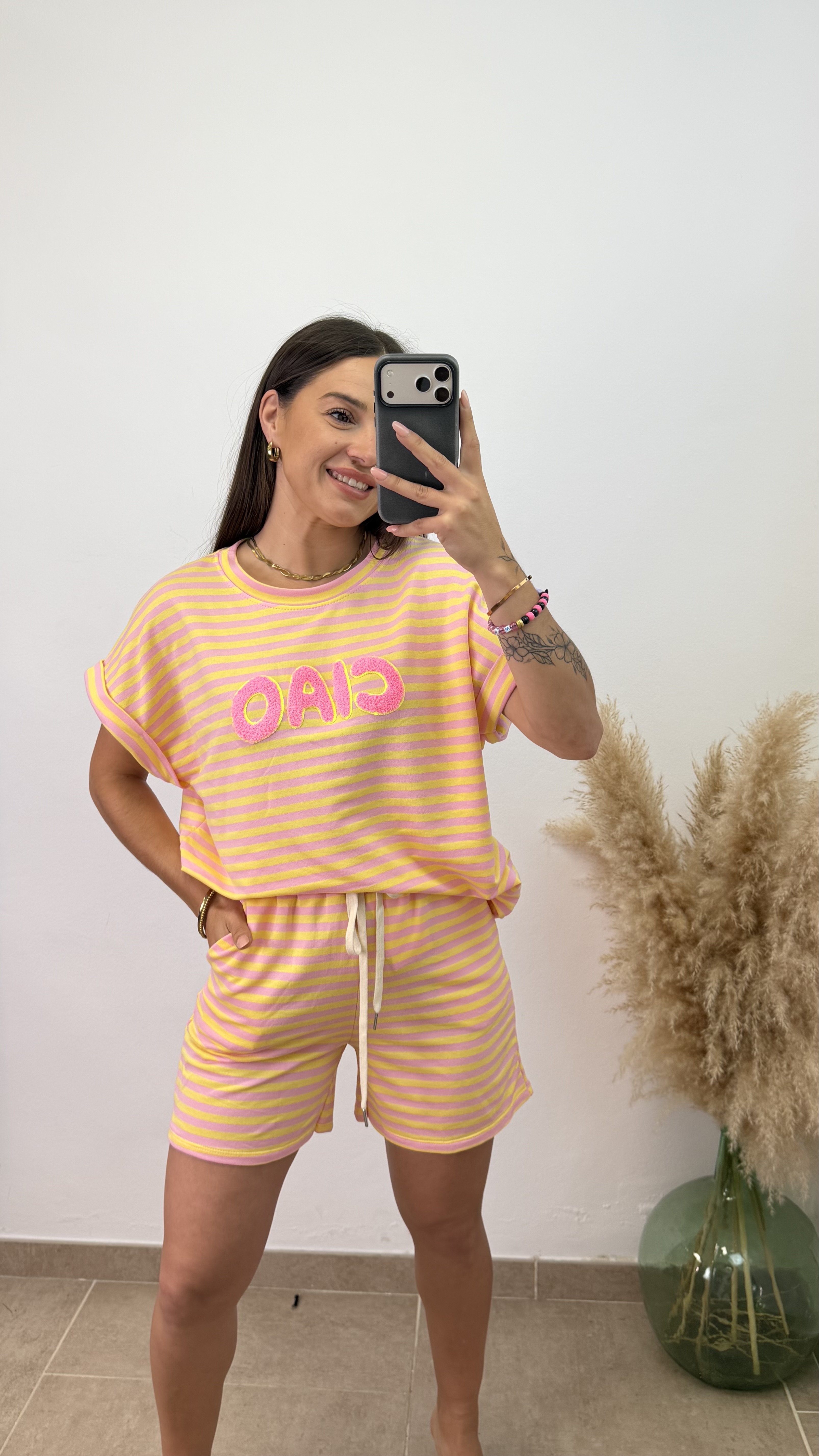 Conjunto rayas ciao - Amarillo y rosa - Imagen 5