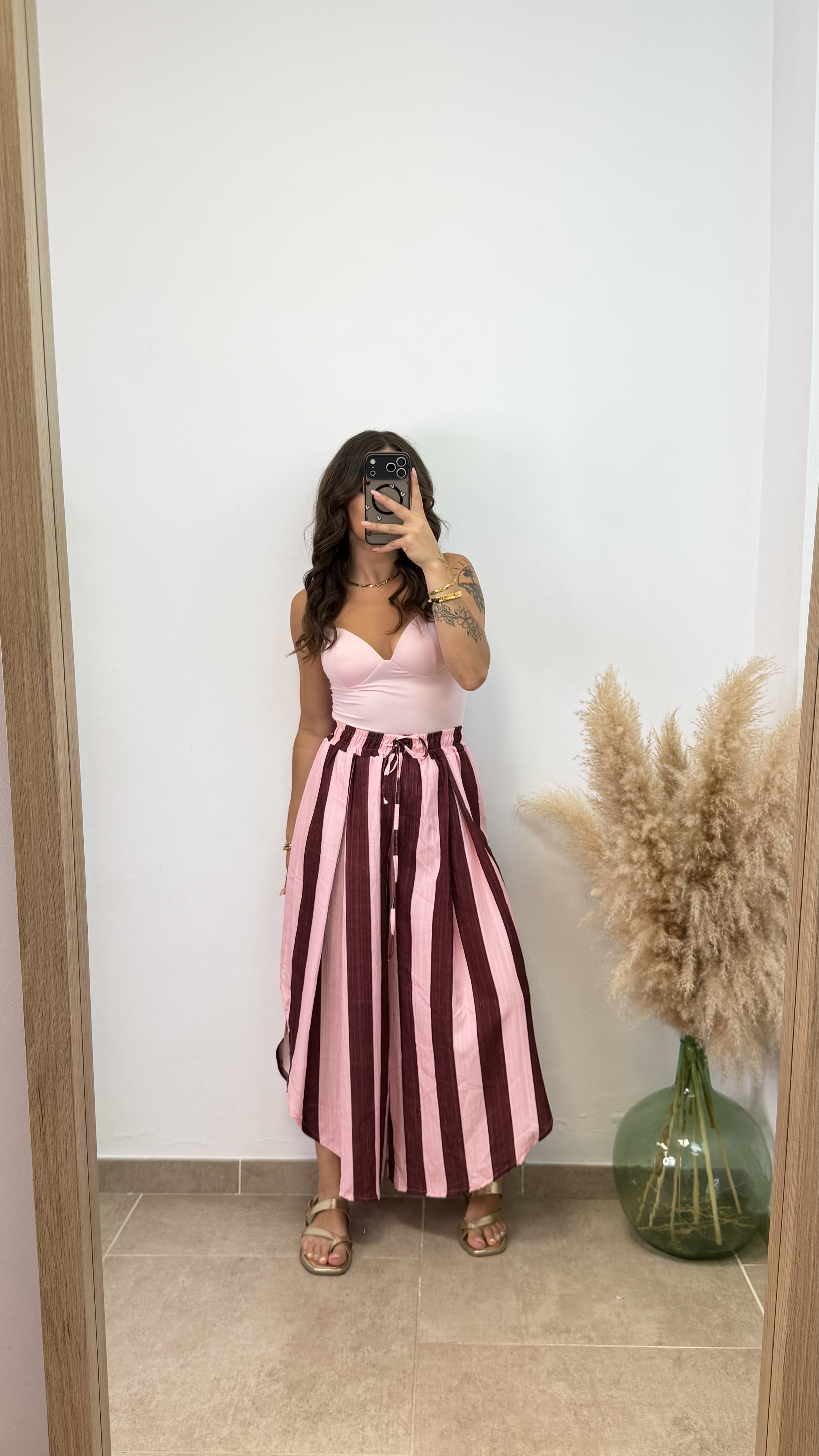 Pantalón corte redondo - Rosa y burdeos - Imagen 2