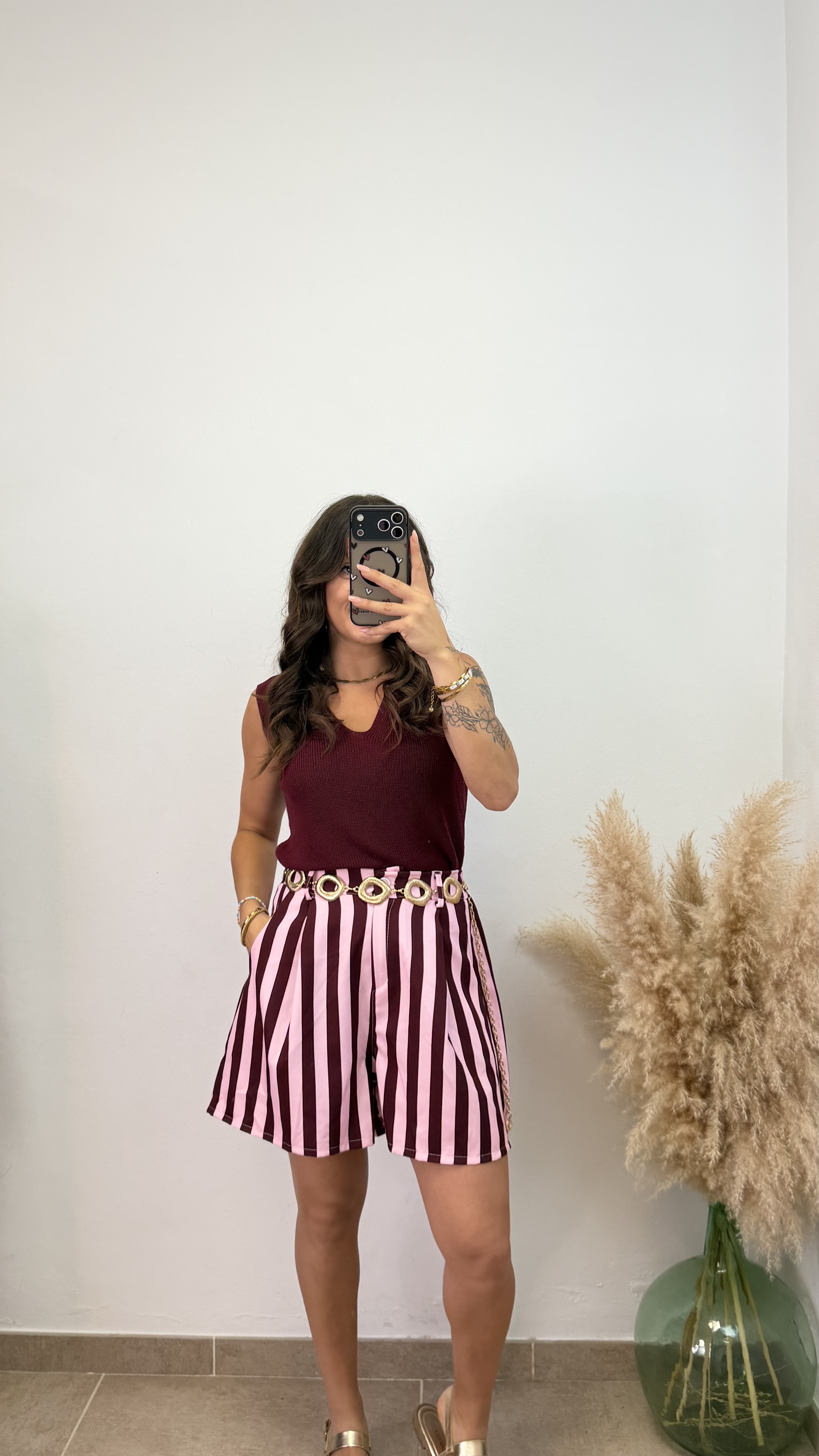 Camiseta punto tirante ancho - Burdeos