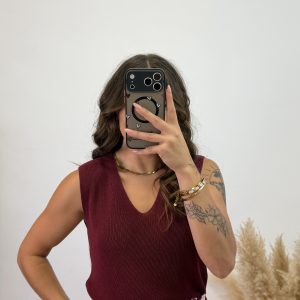 Alternative view of Camiseta punto tirante ancho - Burdeos