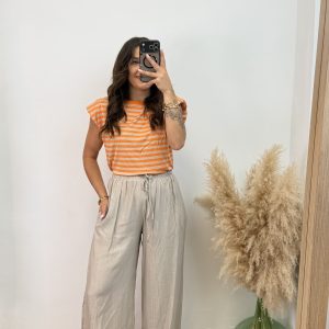 Alternative view of Camiseta hombreras bicolor - Naranja y taupé