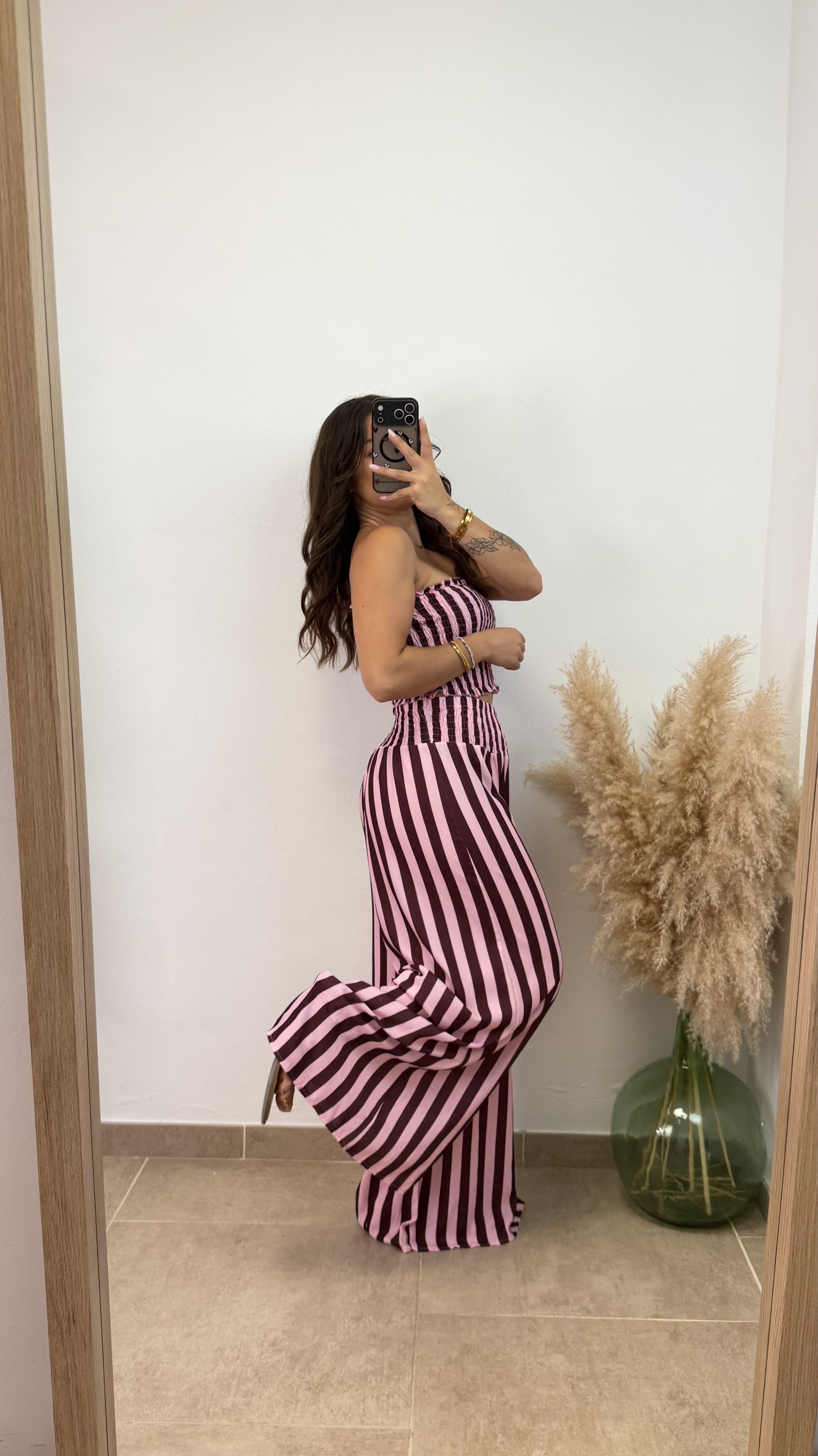 Conjunto tarifa rayas - Rosa y burdeos - Imagen 2