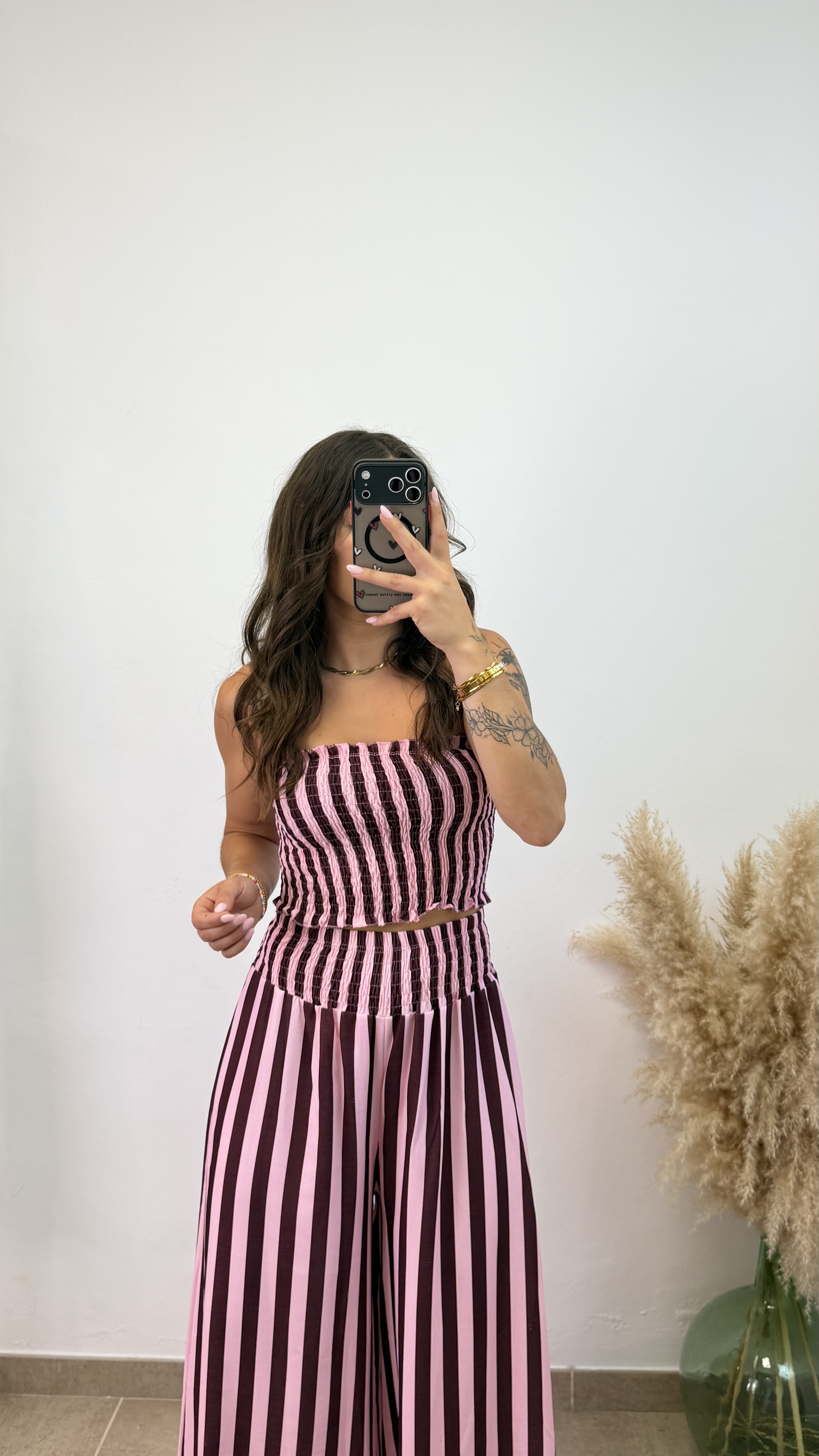 Conjunto tarifa rayas - Rosa y burdeos - Imagen 3