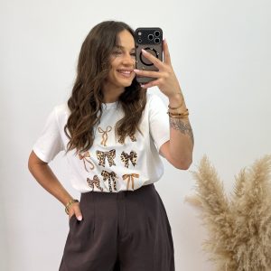 Camiseta estampada lazos - Beige