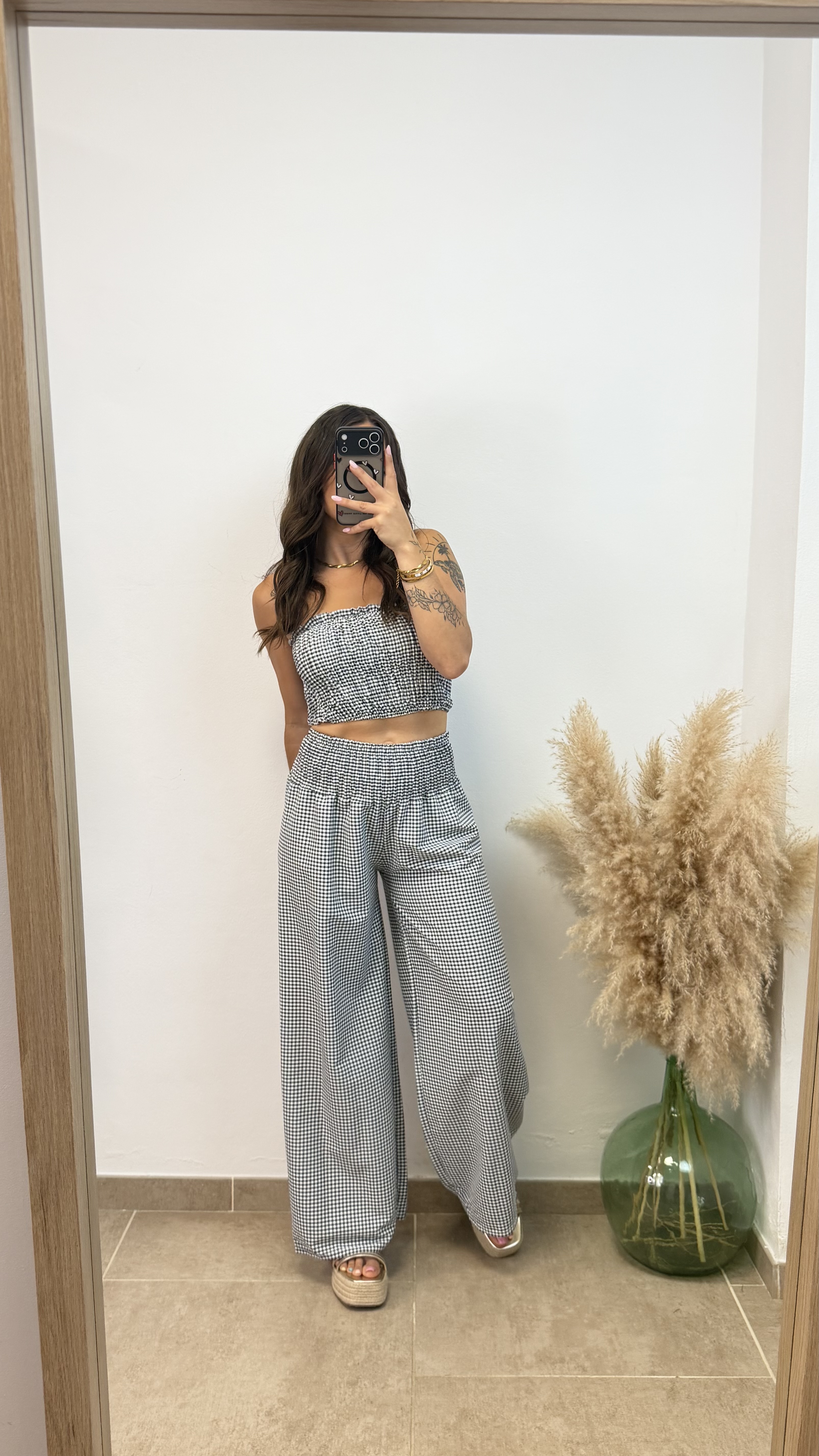 Conjunto tarifa vichy - Negro