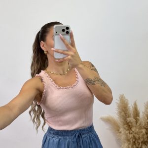 Camiseta punto rizada - rosa