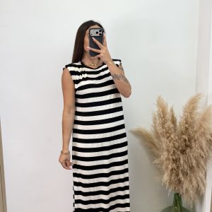 Vestido rayas - Negro