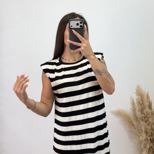 Alternative view of Vestido rayas - Negro