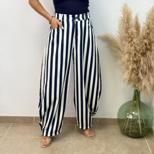 Pantalón ballon rayas - Azul marino