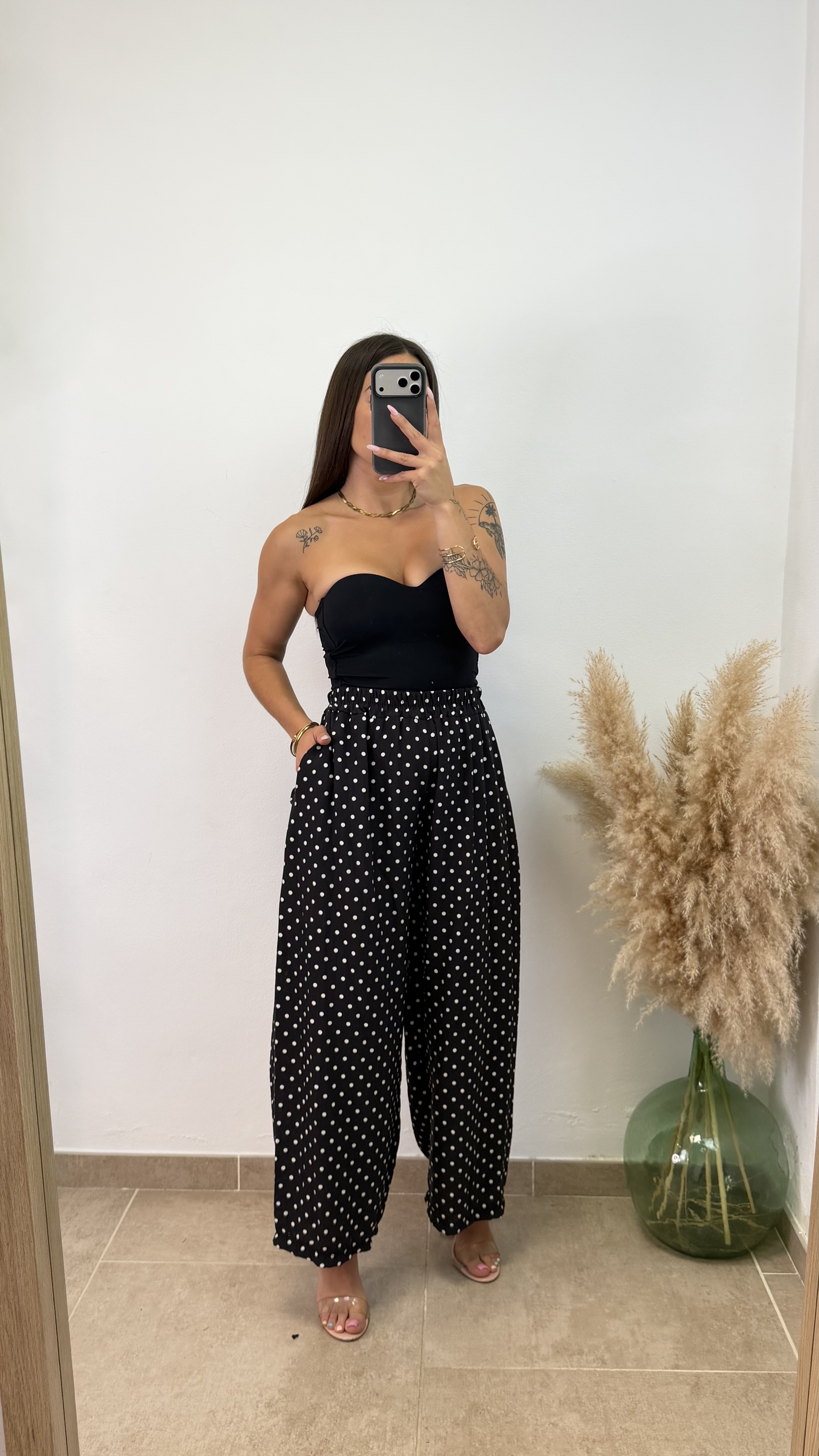 Pantalón fluido lunares - Negro - Imagen 2