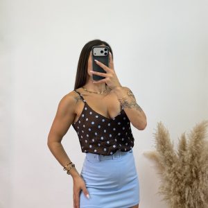 Falda pantalón cinturón - Celeste