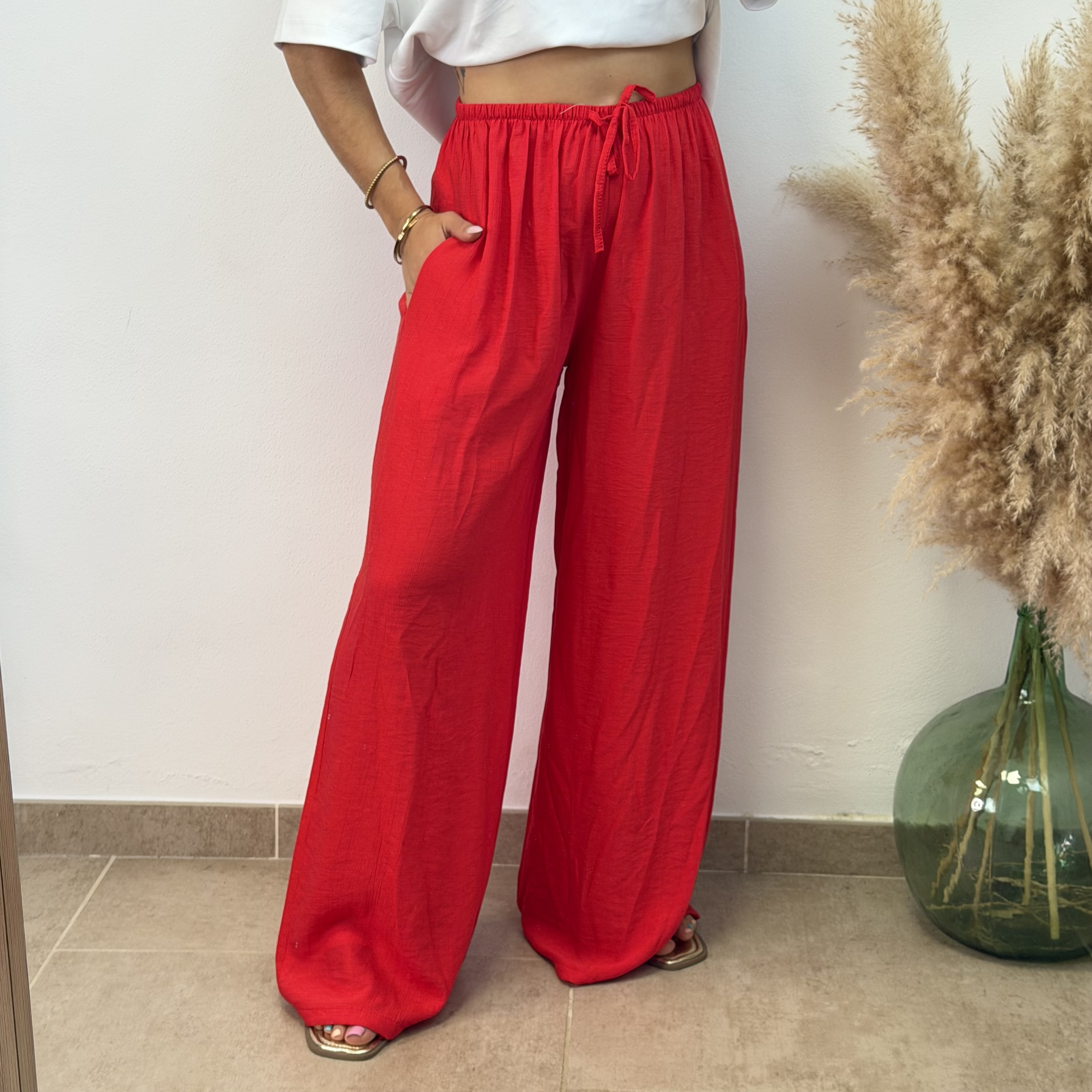 Pantalón recto - Rojo