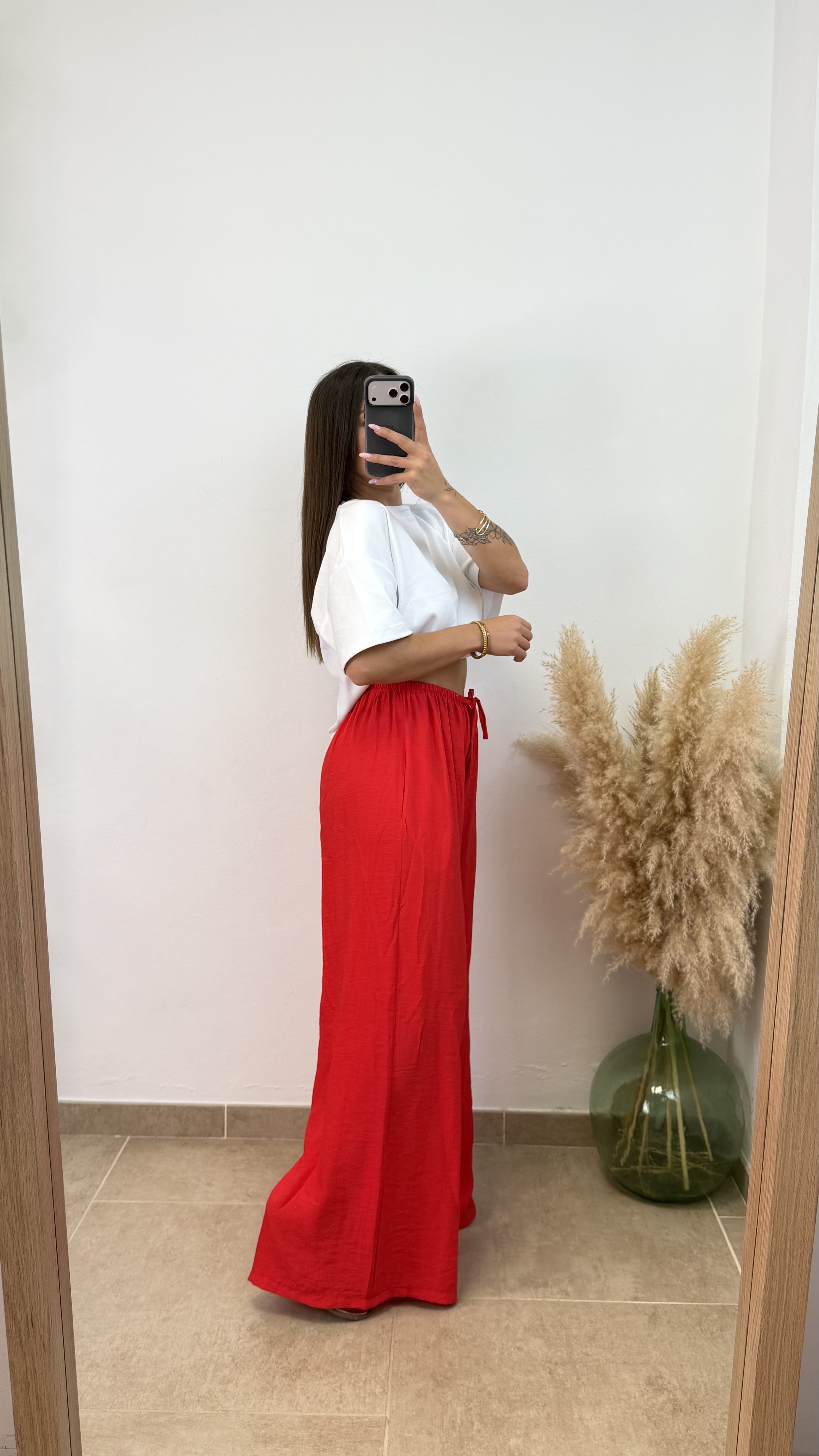 Pantalón recto - Rojo - Imagen 3