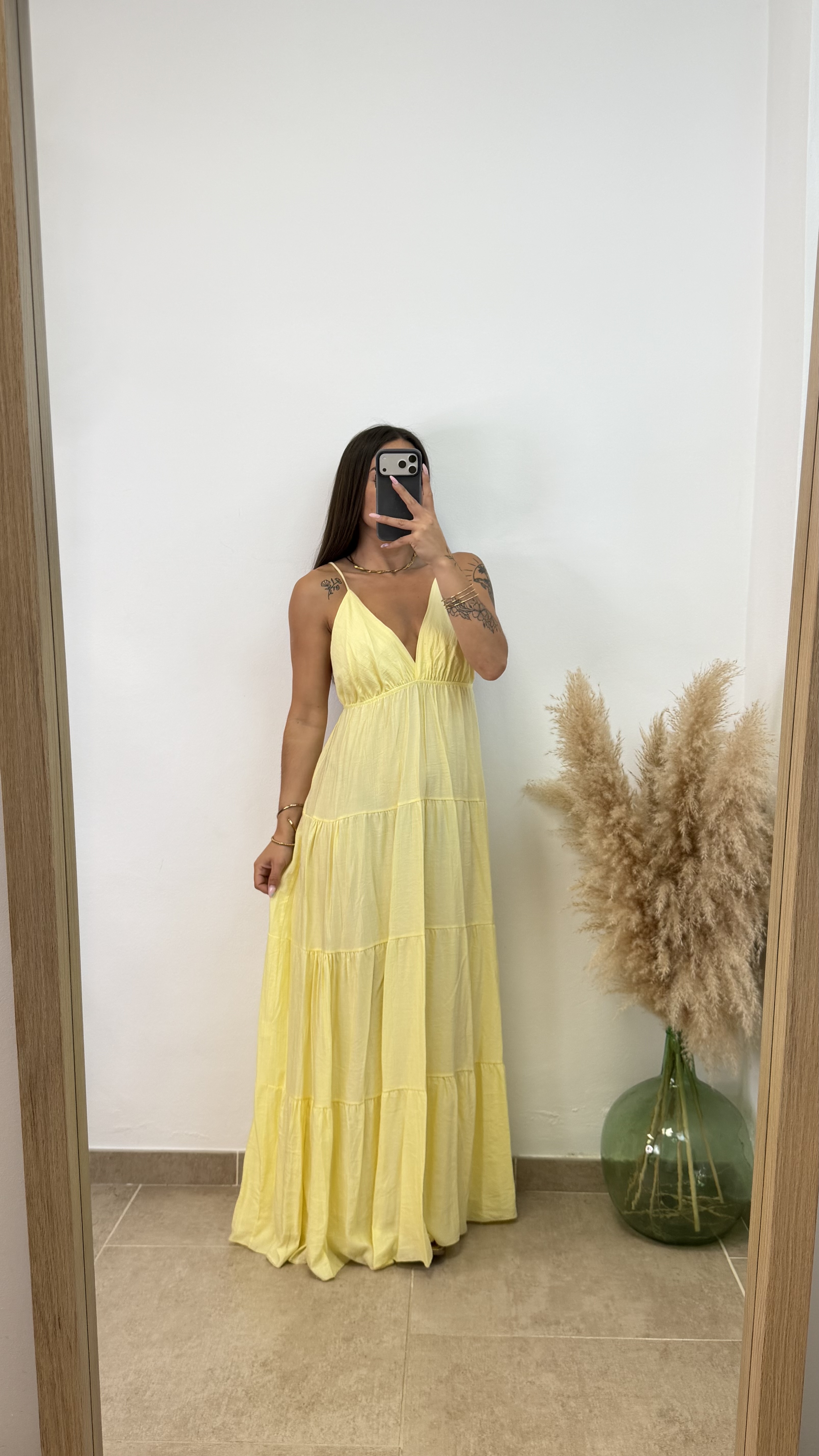 Vestido Betty largo - Amarillo