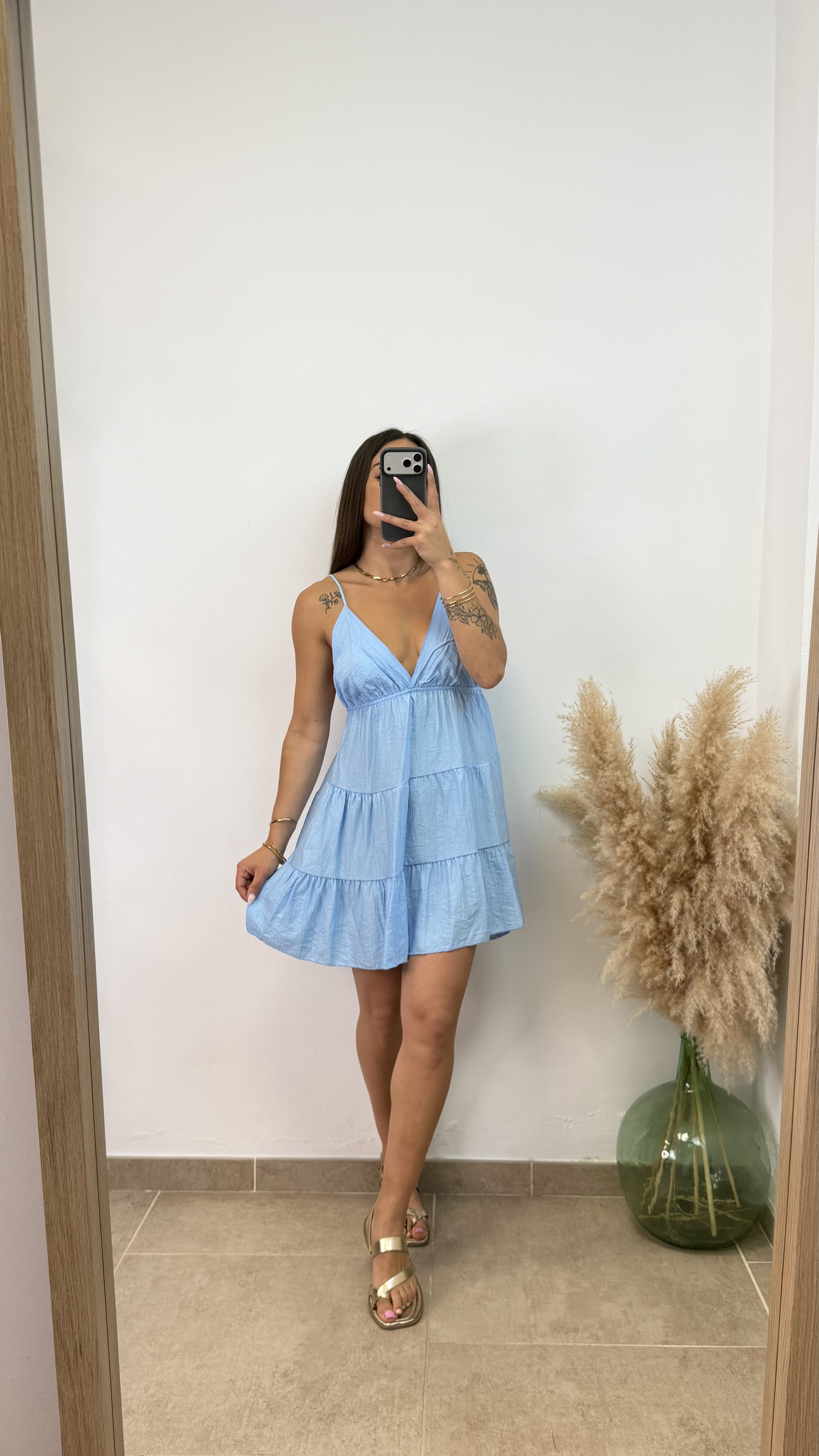 Vestido Betty corto - Celeste
