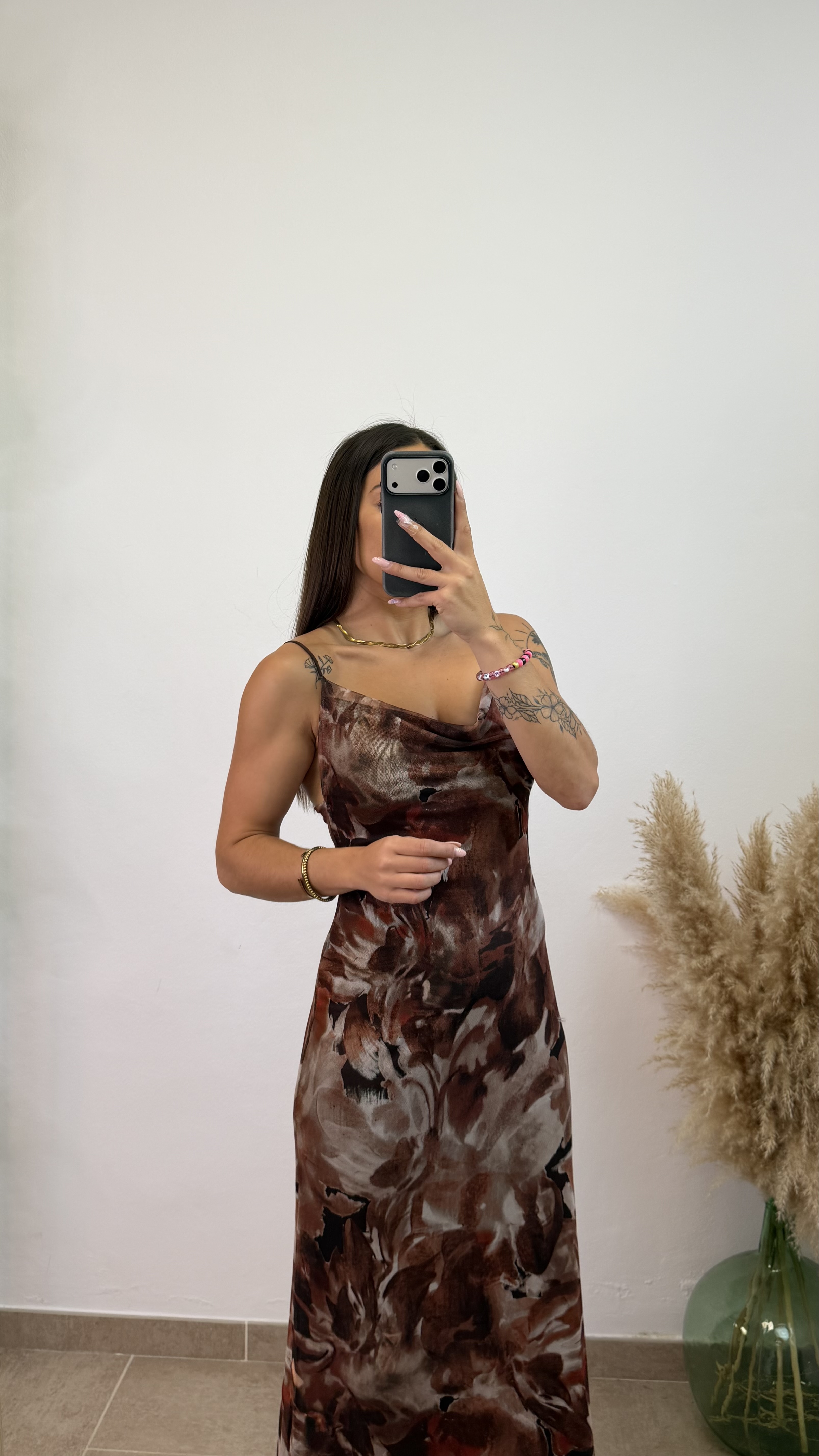 Vestido gasa marrón - Imagen 2