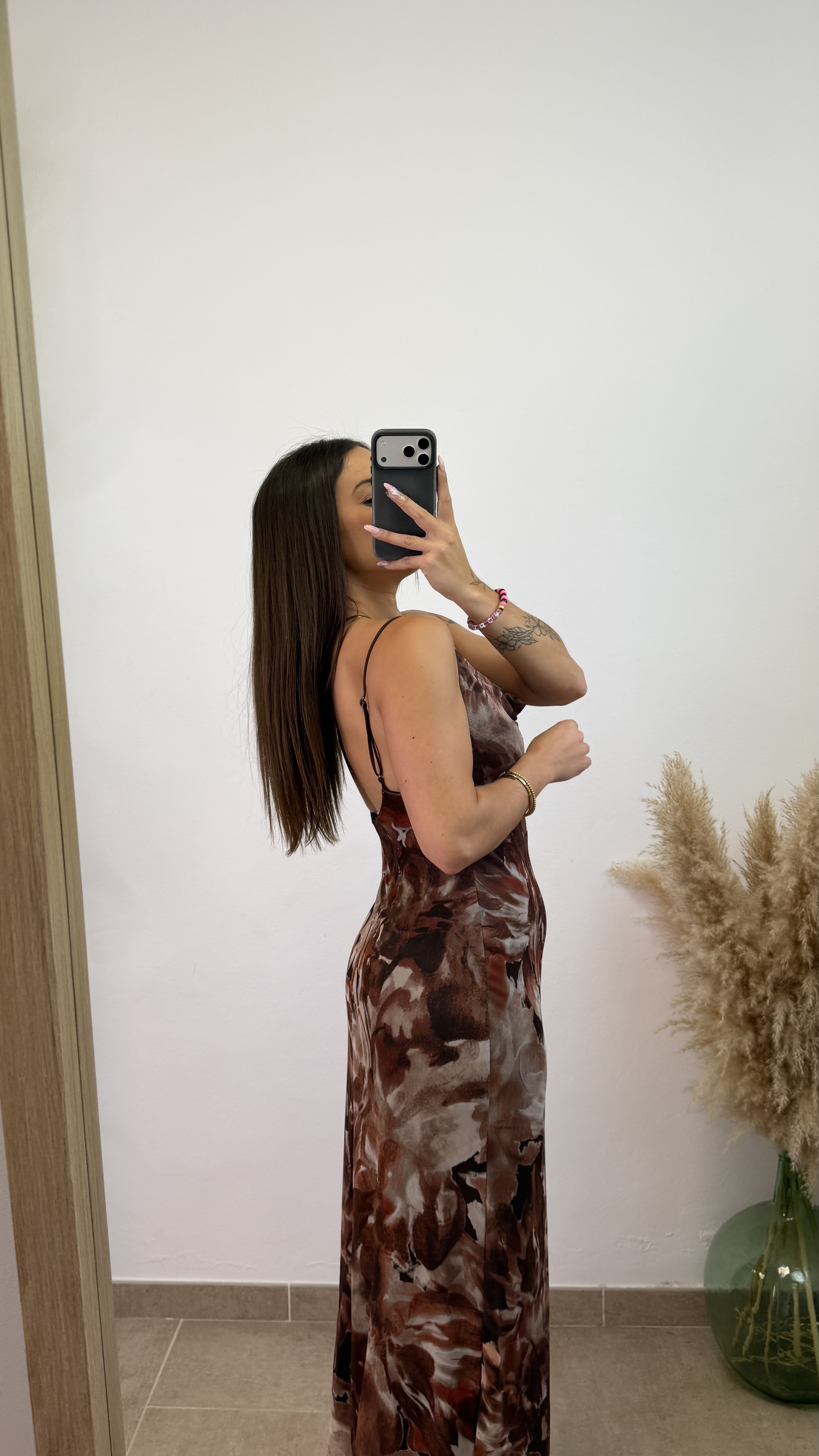 Vestido gasa marrón - Imagen 4
