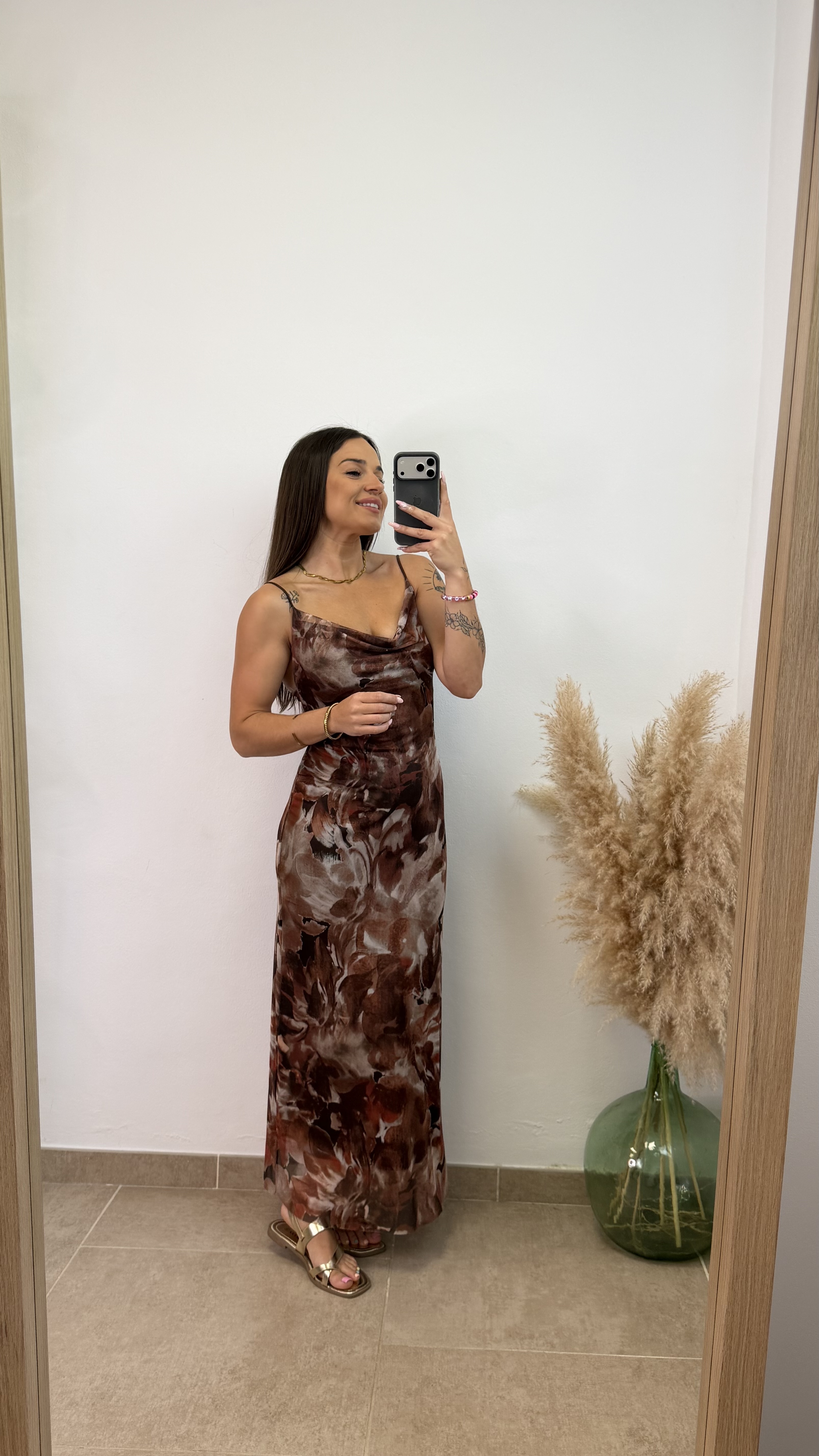 Vestido gasa marrón