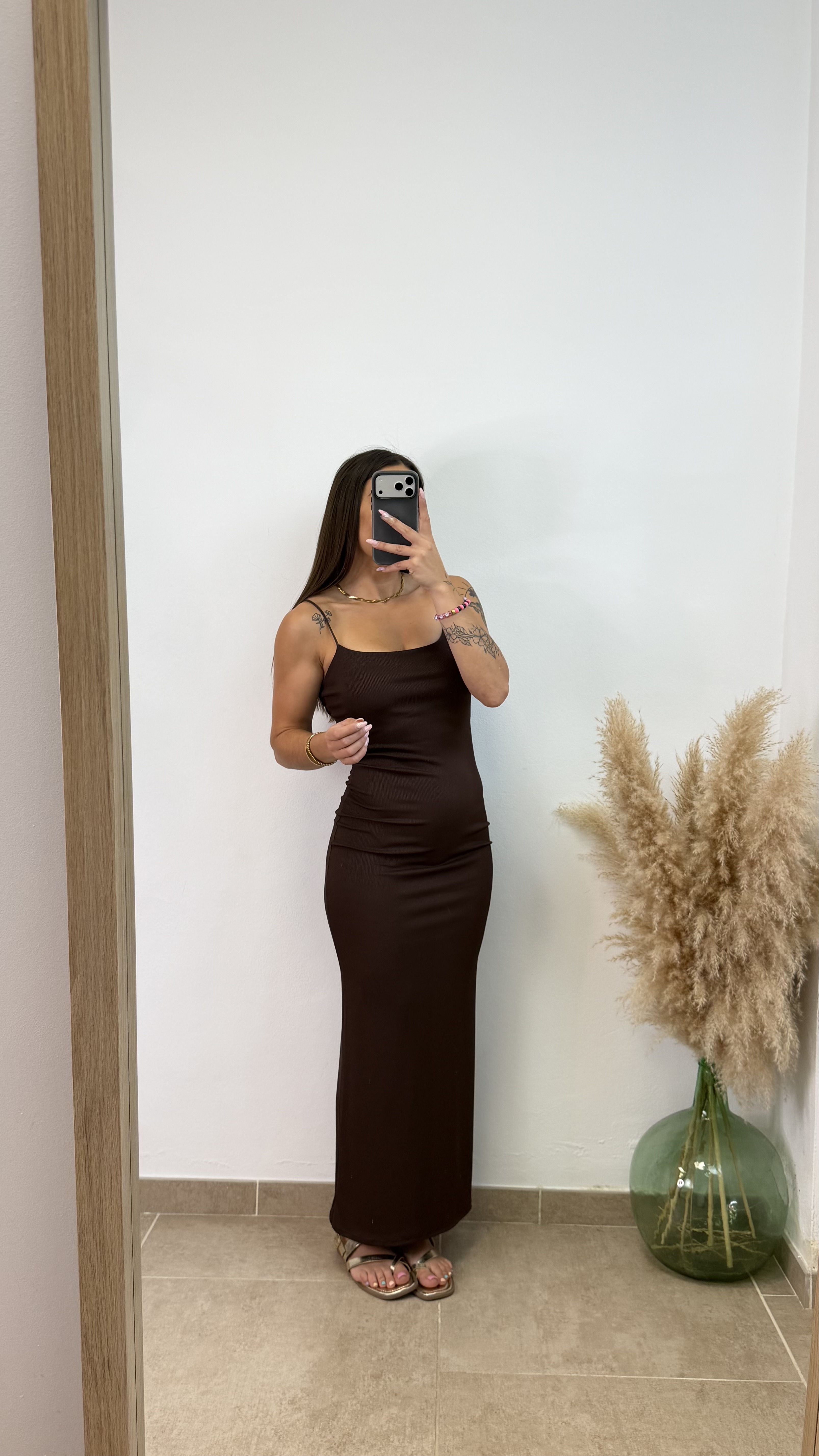 Vestido canalé cola ratón - Chocolate