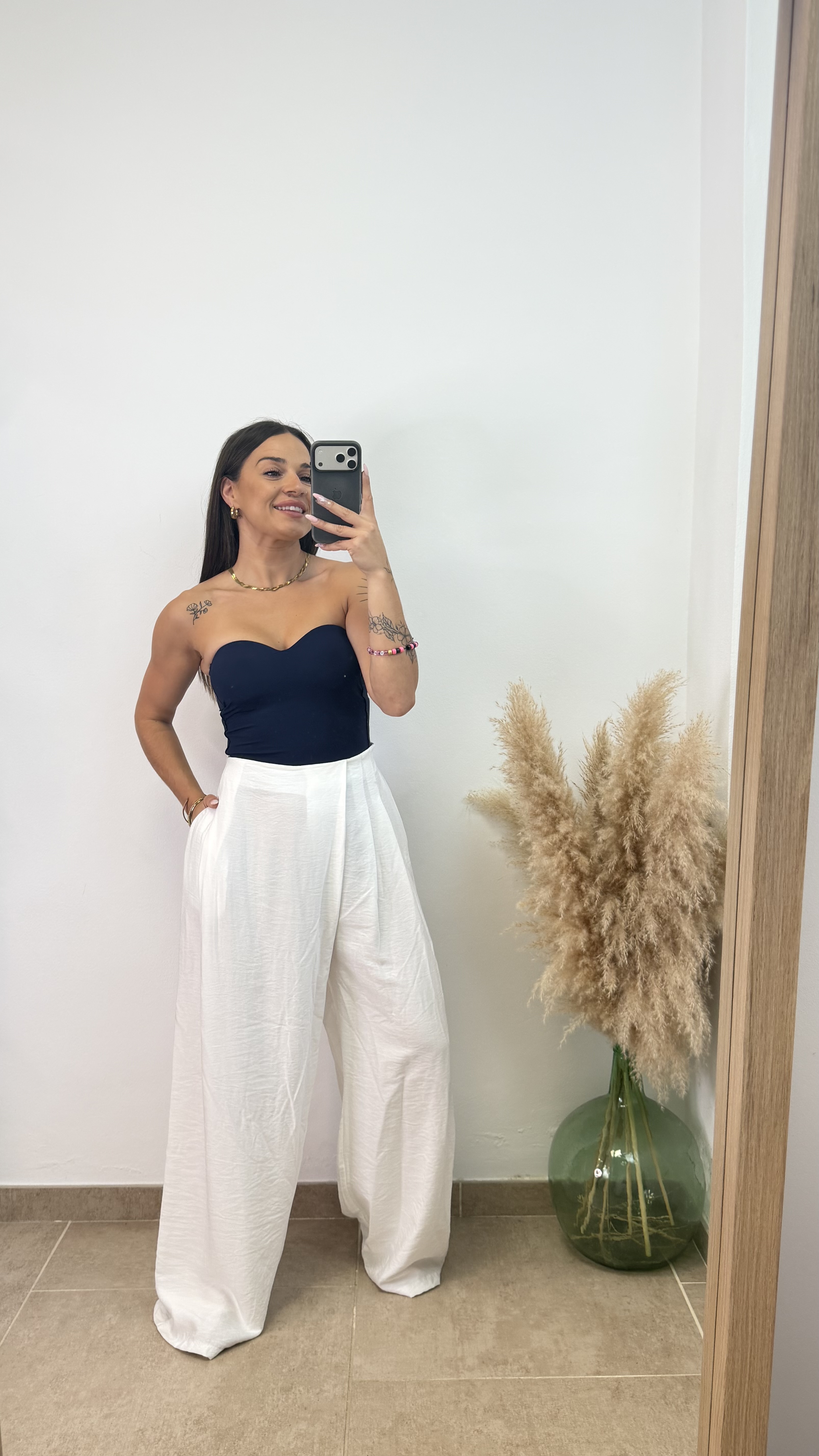 Pantalón cruzado viscosa - Blanco - Imagen 3