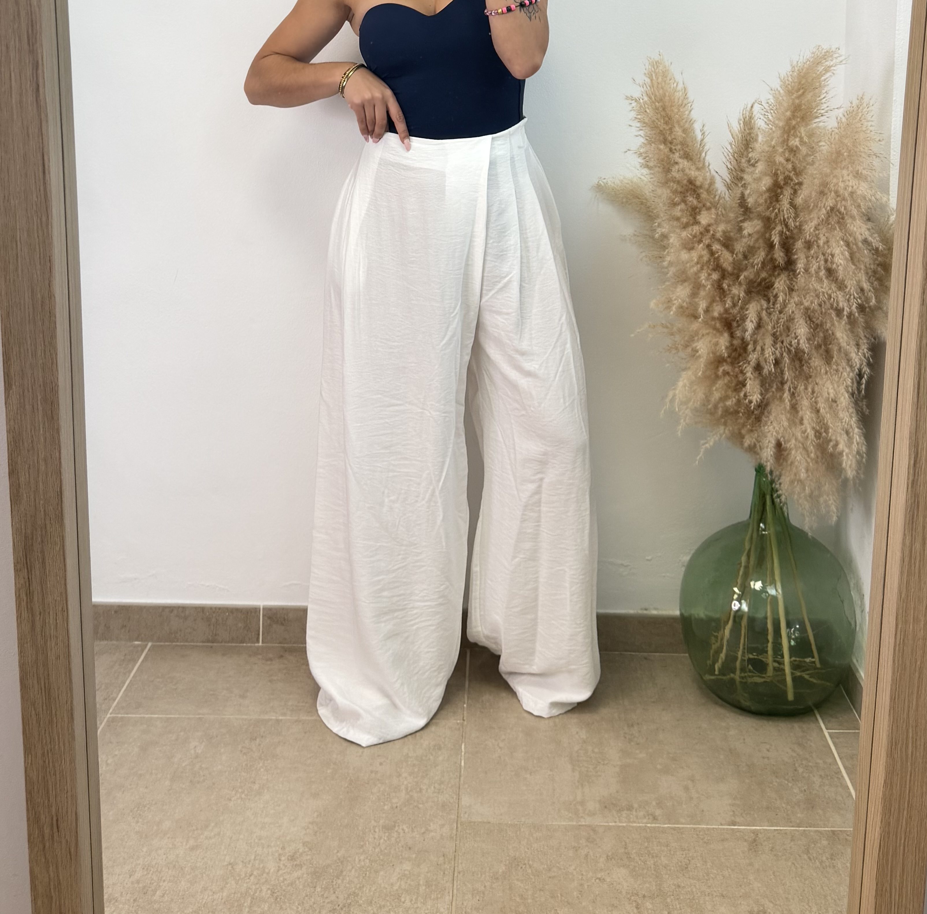 Pantalón cruzado viscosa - Blanco