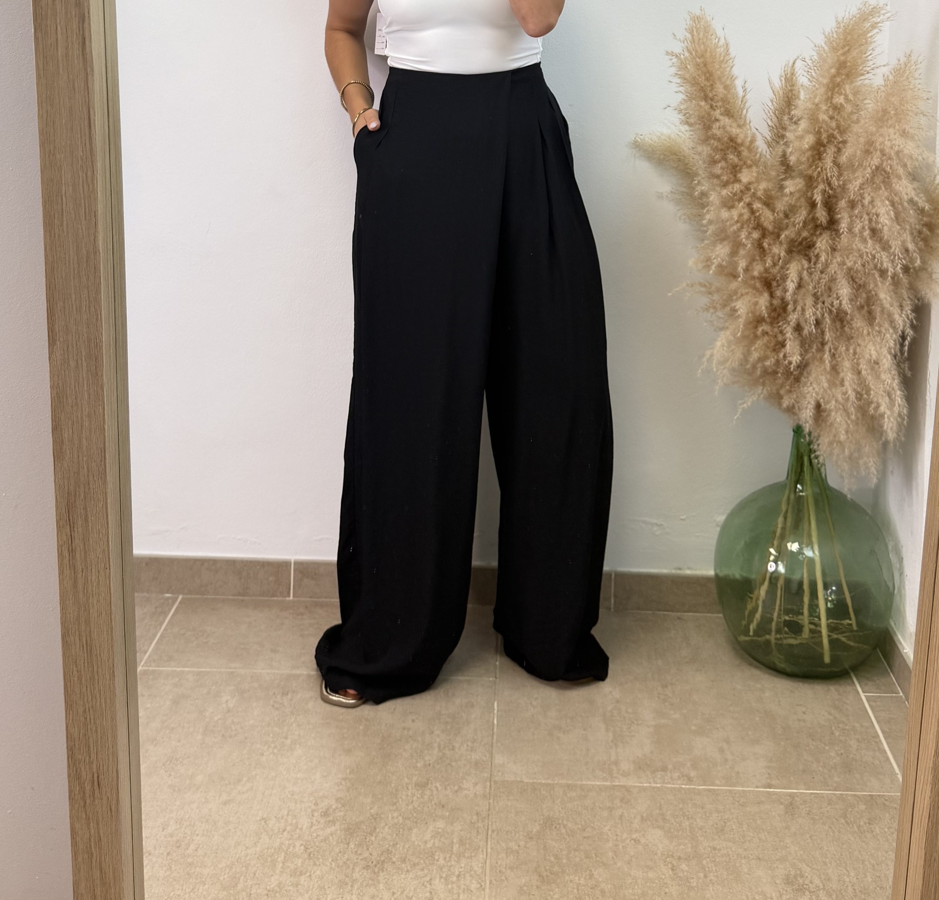 Pantalón cruzado viscosa - Negro