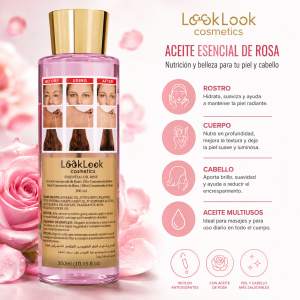 Aceite de Rosa Premium Multiusos Kiss Beauty – Rostro, Cuerpo y Cabello 300 ml