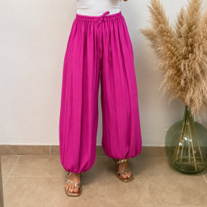 Pantalón globo puño liso -  Buganvilla